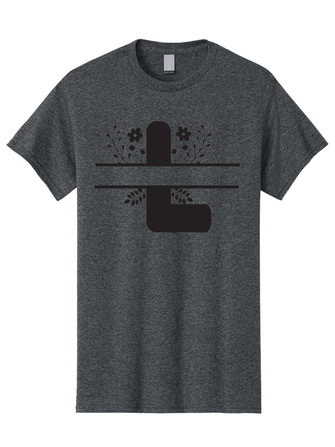 Pipe-With-Flowers Men'S Graphic Tee, 100% Cotton, Comfortable Casual Summer Wear, Machine Washable, Pipe With Flowers, Minimalist Design, Black Silhouette, Floral Elements, Artistic Illustration, Simple Shapes, Modern Art, Creative Concept Aad095