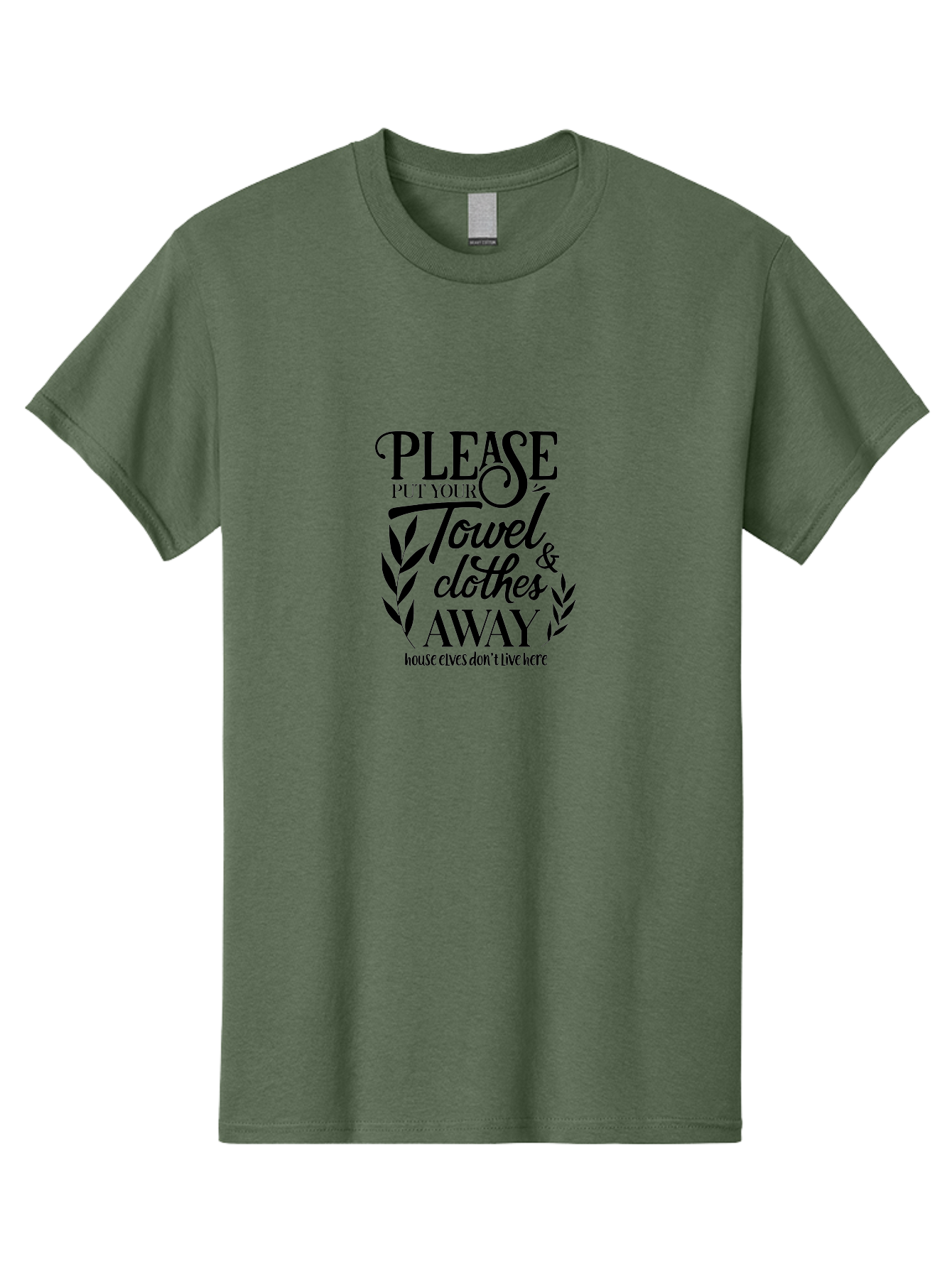 Please-Put-Your-Towel-Clothes-Away Men'S Graphic Tee, 100% Cotton, Comfortable Casual Summer Wear, Machine Washable, Humorous Sign, House Elves Don'T Live Here, Tidy Up, Cleanliness, Laundry, Towel Etiquette, Bathroom Humor, Aad097