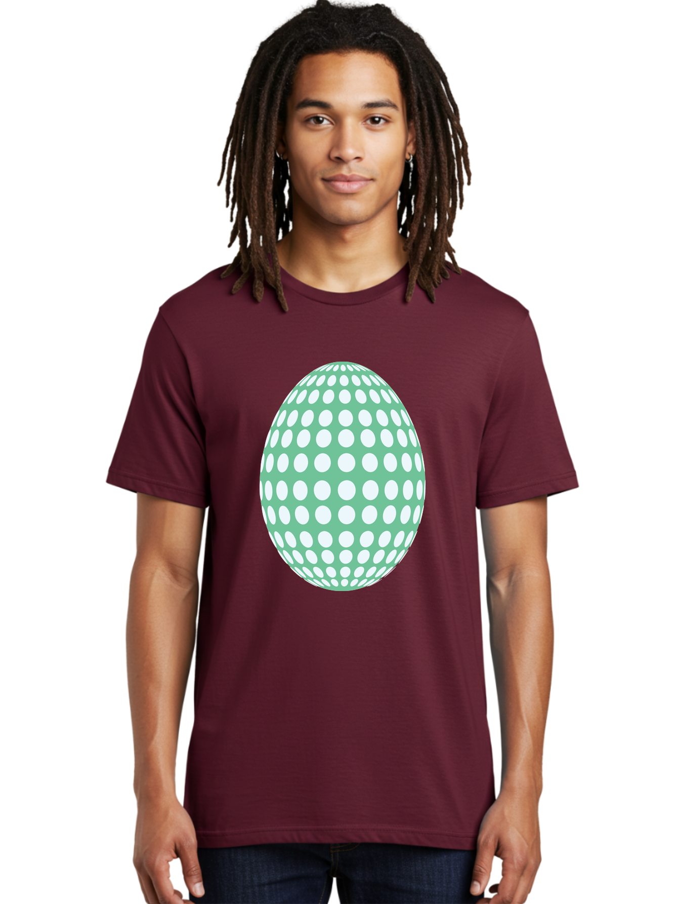 Polka-Dot-Egg Men'S Graphic Tee, 100% Cotton, Comfortable Casual Summer Wear, Machine Washable, Polka Dot Pattern, White Dots, Oval Shape, Easter Egg, Creative Design, Artistic Illustration, Decorative Element, Modern Graphic Aad098