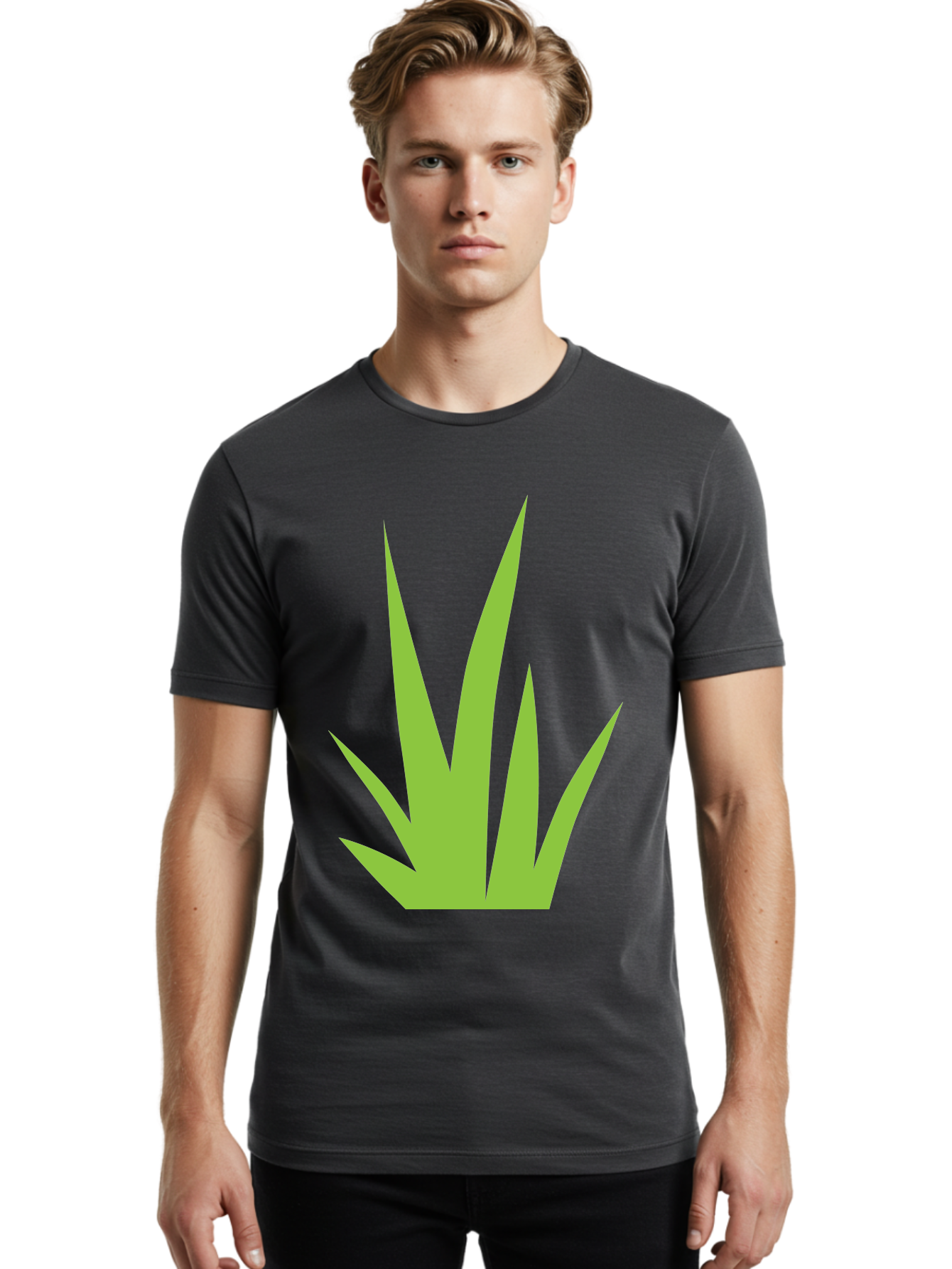 Prickly-Leaves Men'S Graphic Tee, 100% Cotton, Comfortable Casual Summer Wear, Machine Washable, Palm Leaves, Tropical Foliage, Minimalist Design, Simple Shapes, Leafy Graphics, Vector Art, Green Leaves Aad101