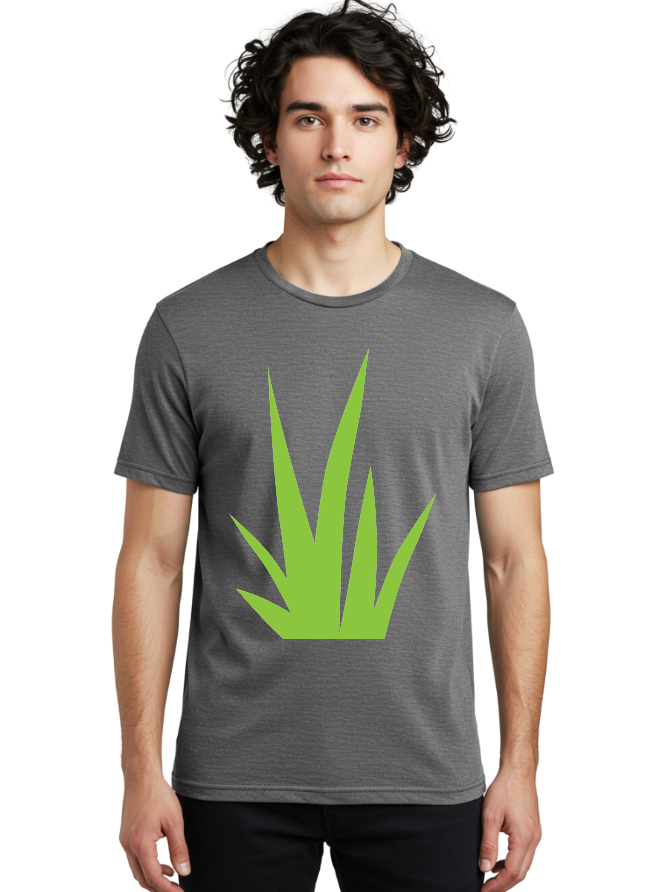 Prickly-Leaves Men'S Graphic Tee, 100% Cotton, Comfortable Casual Summer Wear, Machine Washable, Palm Leaves, Tropical Foliage, Minimalist Design, Simple Shapes, Leafy Graphics, Vector Art, Green Leaves Aad101