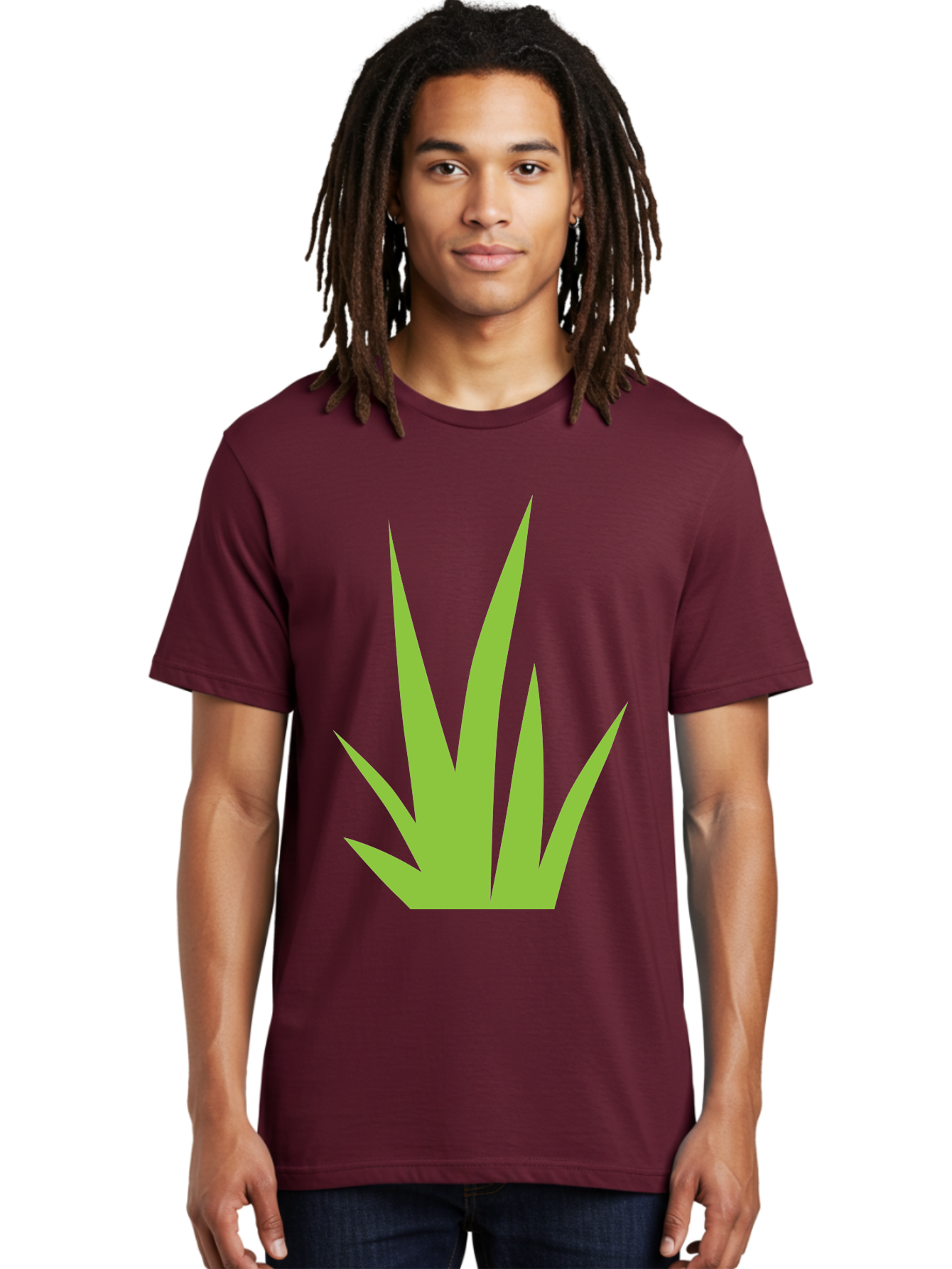 Prickly-Leaves Men'S Graphic Tee, 100% Cotton, Comfortable Casual Summer Wear, Machine Washable, Palm Leaves, Tropical Foliage, Minimalist Design, Simple Shapes, Leafy Graphics, Vector Art, Green Leaves Aad101