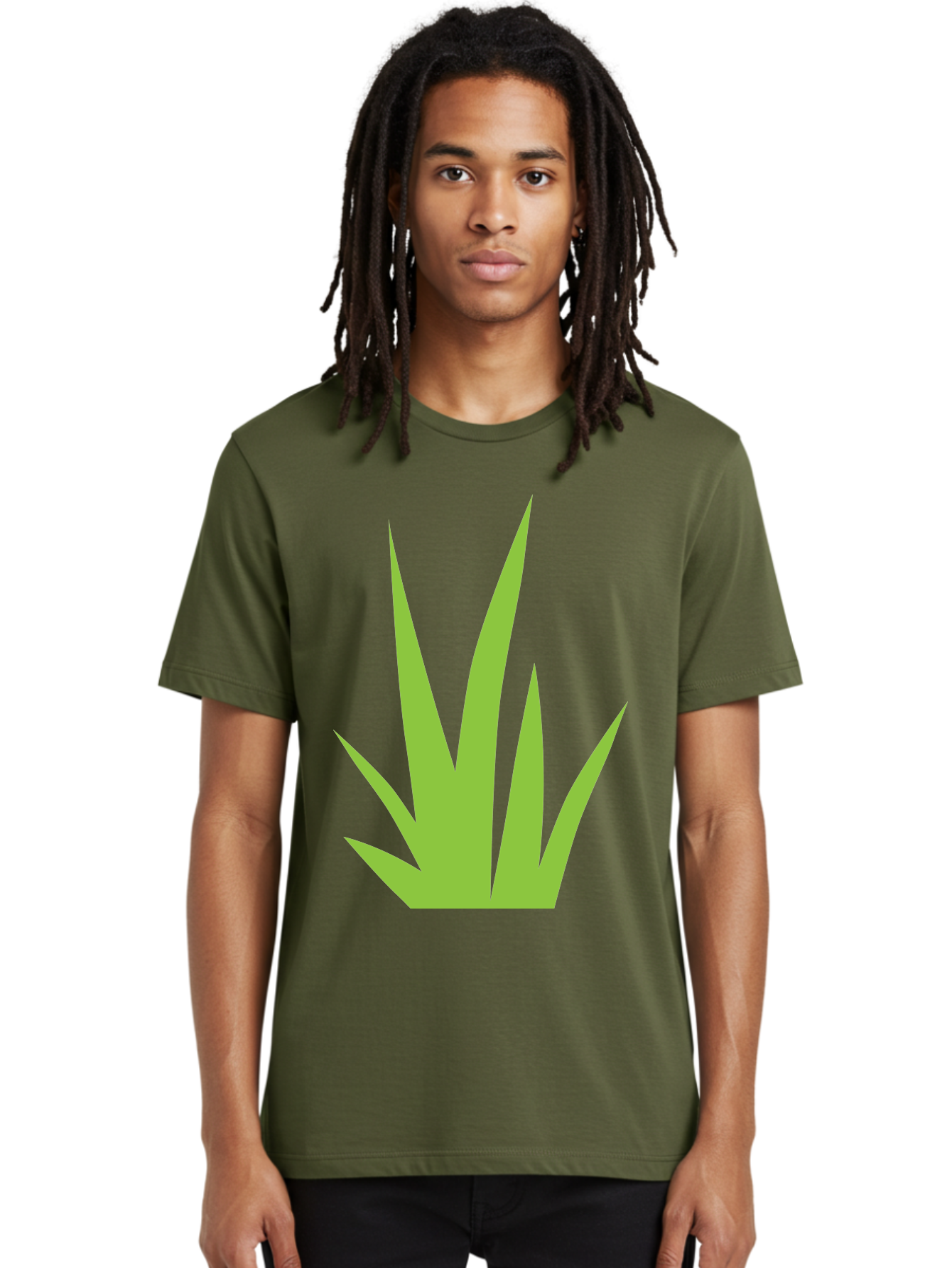 Prickly-Leaves Men'S Graphic Tee, 100% Cotton, Comfortable Casual Summer Wear, Machine Washable, Palm Leaves, Tropical Foliage, Minimalist Design, Simple Shapes, Leafy Graphics, Vector Art, Green Leaves Aad101