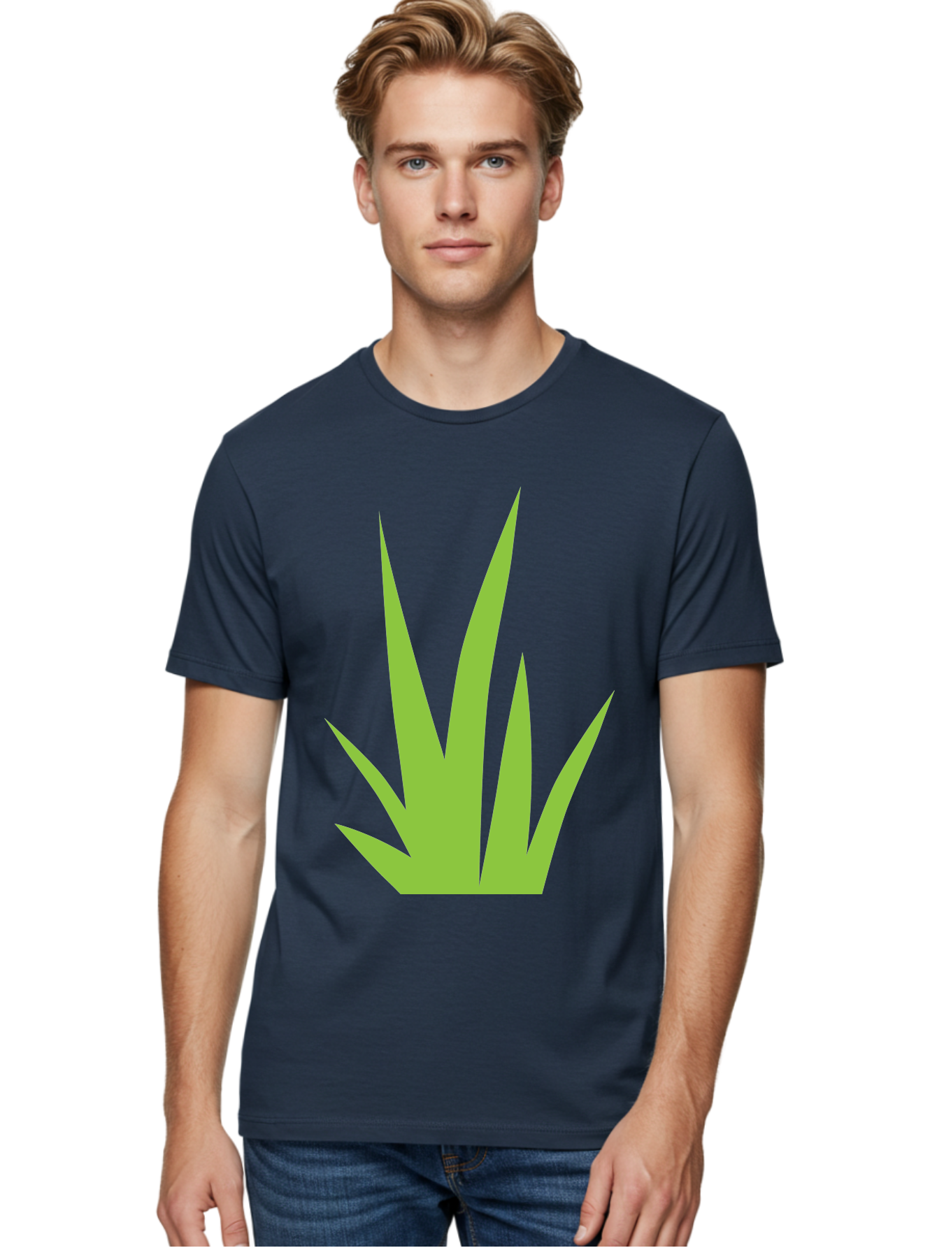 Prickly-Leaves Men'S Graphic Tee, 100% Cotton, Comfortable Casual Summer Wear, Machine Washable, Palm Leaves, Tropical Foliage, Minimalist Design, Simple Shapes, Leafy Graphics, Vector Art, Green Leaves Aad101