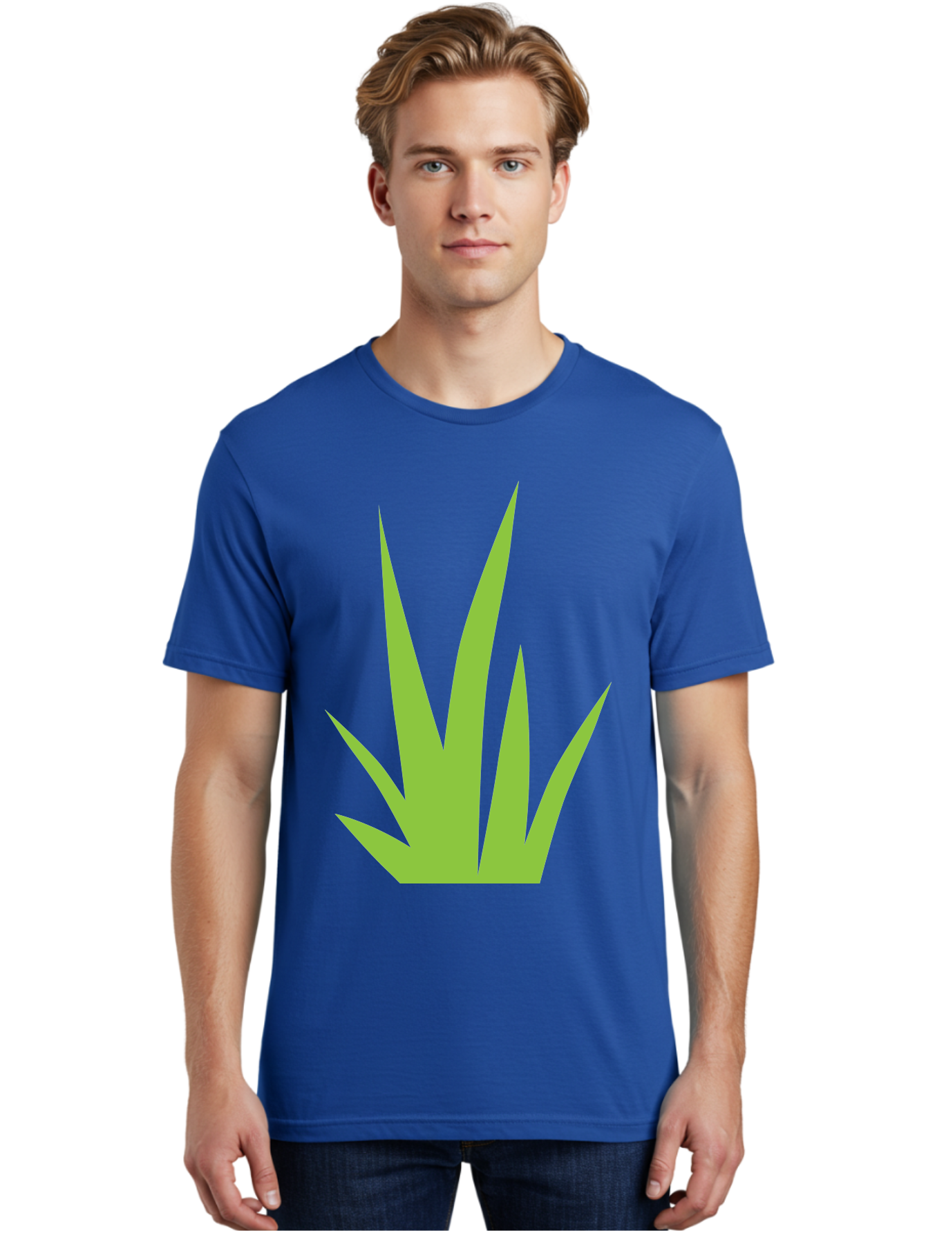 Prickly-Leaves Men'S Graphic Tee, 100% Cotton, Comfortable Casual Summer Wear, Machine Washable, Palm Leaves, Tropical Foliage, Minimalist Design, Simple Shapes, Leafy Graphics, Vector Art, Green Leaves Aad101