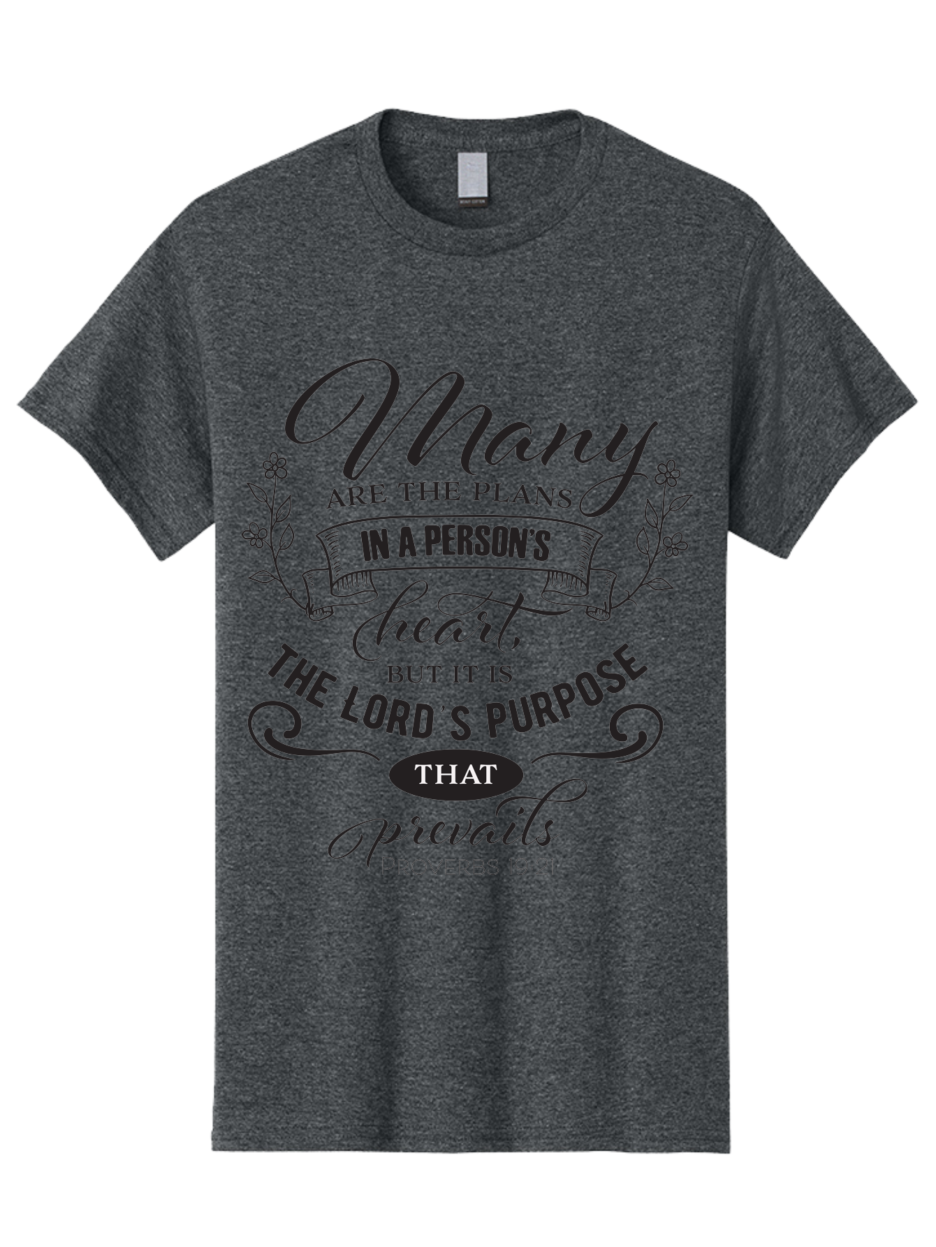 Proverbs-19-21 Men'S Graphic Tee, 100% Cotton, Comfortable Casual Summer Wear, Machine Washable, Inspirational Quote, Bible Verse, Proverbs 19:21, Many Are The Plans, Lord'S Purpose Prevails, Faith-Based Design, Motivational Message, Aad103
