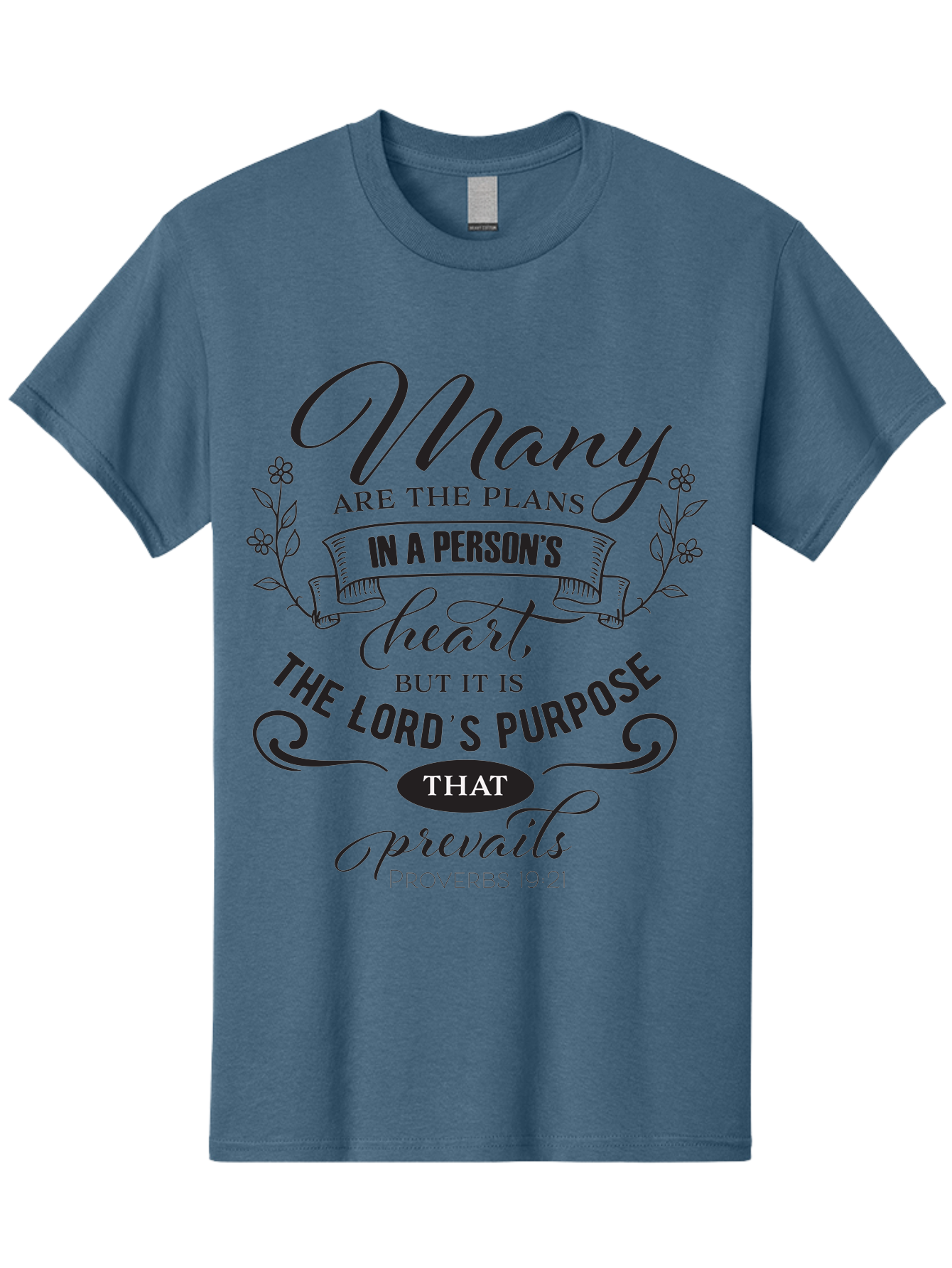 Proverbs-19-21 Men'S Graphic Tee, 100% Cotton, Comfortable Casual Summer Wear, Machine Washable, Inspirational Quote, Bible Verse, Proverbs 19:21, Many Are The Plans, Lord'S Purpose Prevails, Faith-Based Design, Motivational Message, Aad103