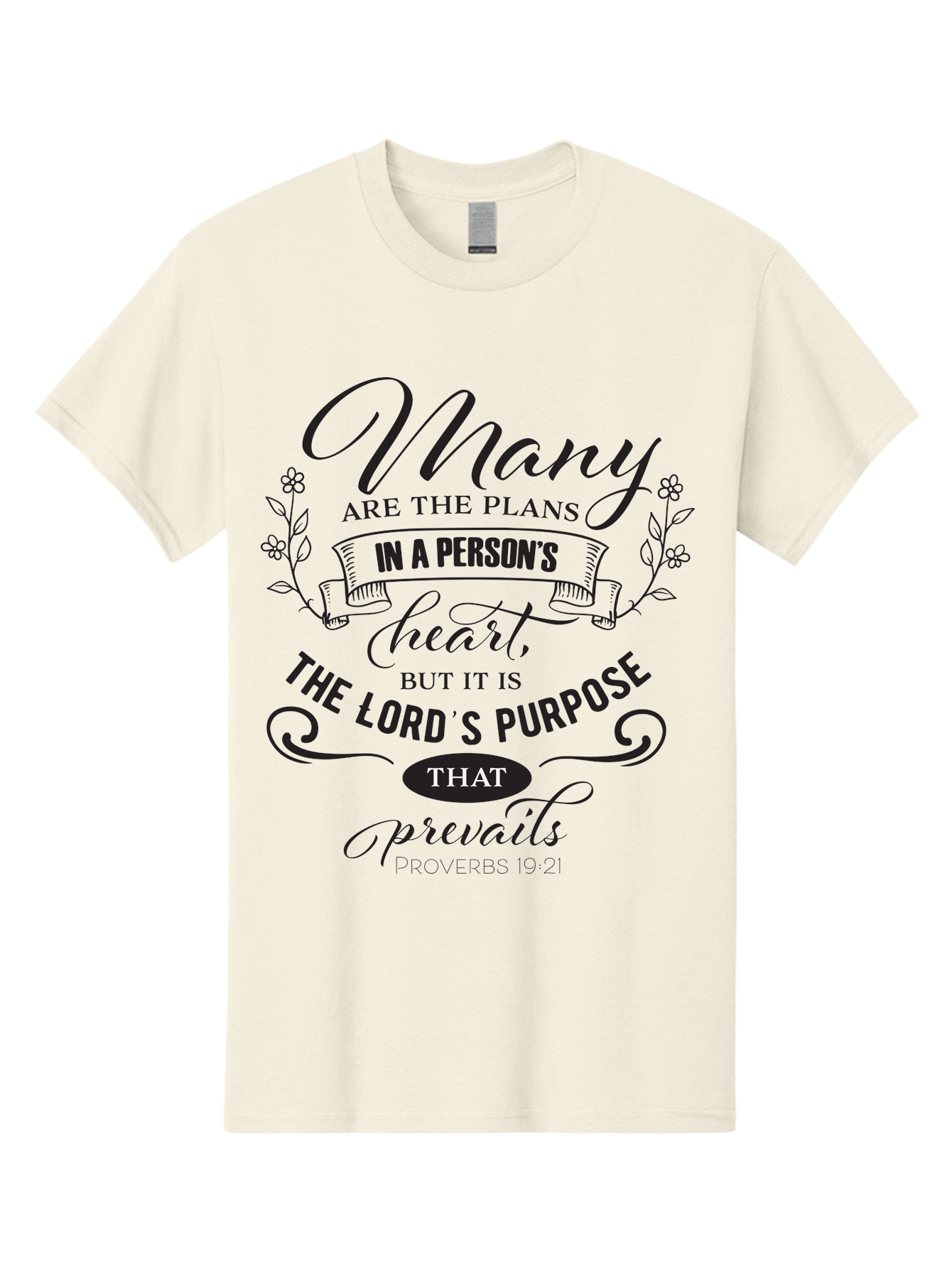 Proverbs-19-21 Men'S Graphic Tee, 100% Cotton, Comfortable Casual Summer Wear, Machine Washable, Inspirational Quote, Bible Verse, Proverbs 19:21, Many Are The Plans, Lord'S Purpose Prevails, Faith-Based Design, Motivational Message, Aad103