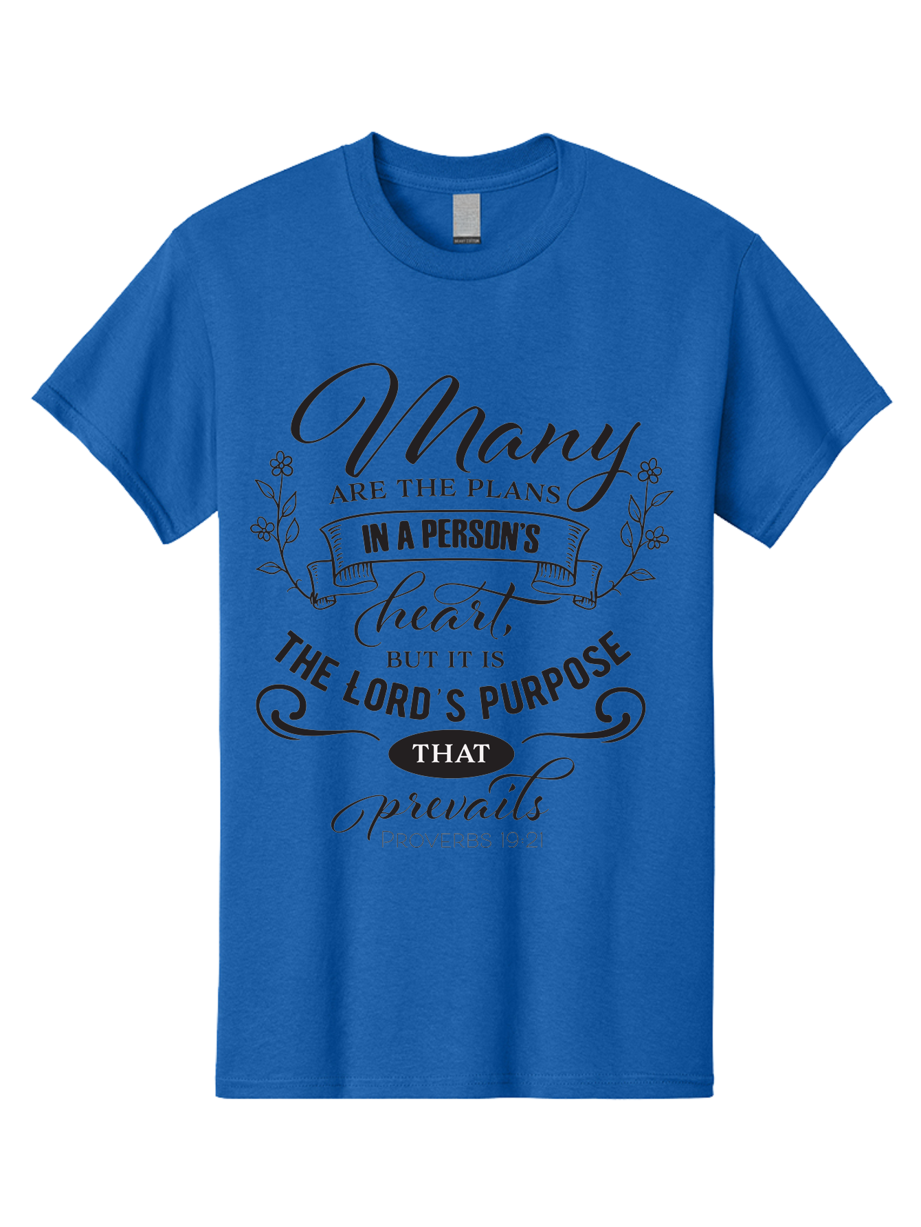 Proverbs-19-21 Men'S Graphic Tee, 100% Cotton, Comfortable Casual Summer Wear, Machine Washable, Inspirational Quote, Bible Verse, Proverbs 19:21, Many Are The Plans, Lord'S Purpose Prevails, Faith-Based Design, Motivational Message, Aad103