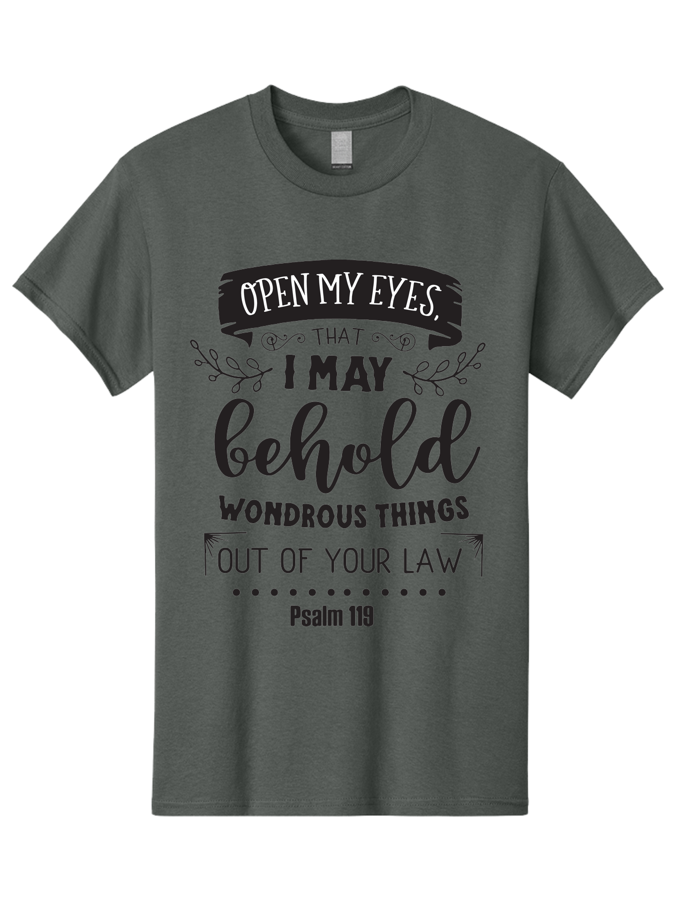 Psalm-119 Men'S Graphic Tee, 100% Cotton, Comfortable Casual Summer Wear, Machine Washable, Inspirational Quote, Psalm 119, Biblical Scripture, Motivational Words, Faith-Based Design, Spiritual Message, Wondrous Things, Divine Guidance, Aad104