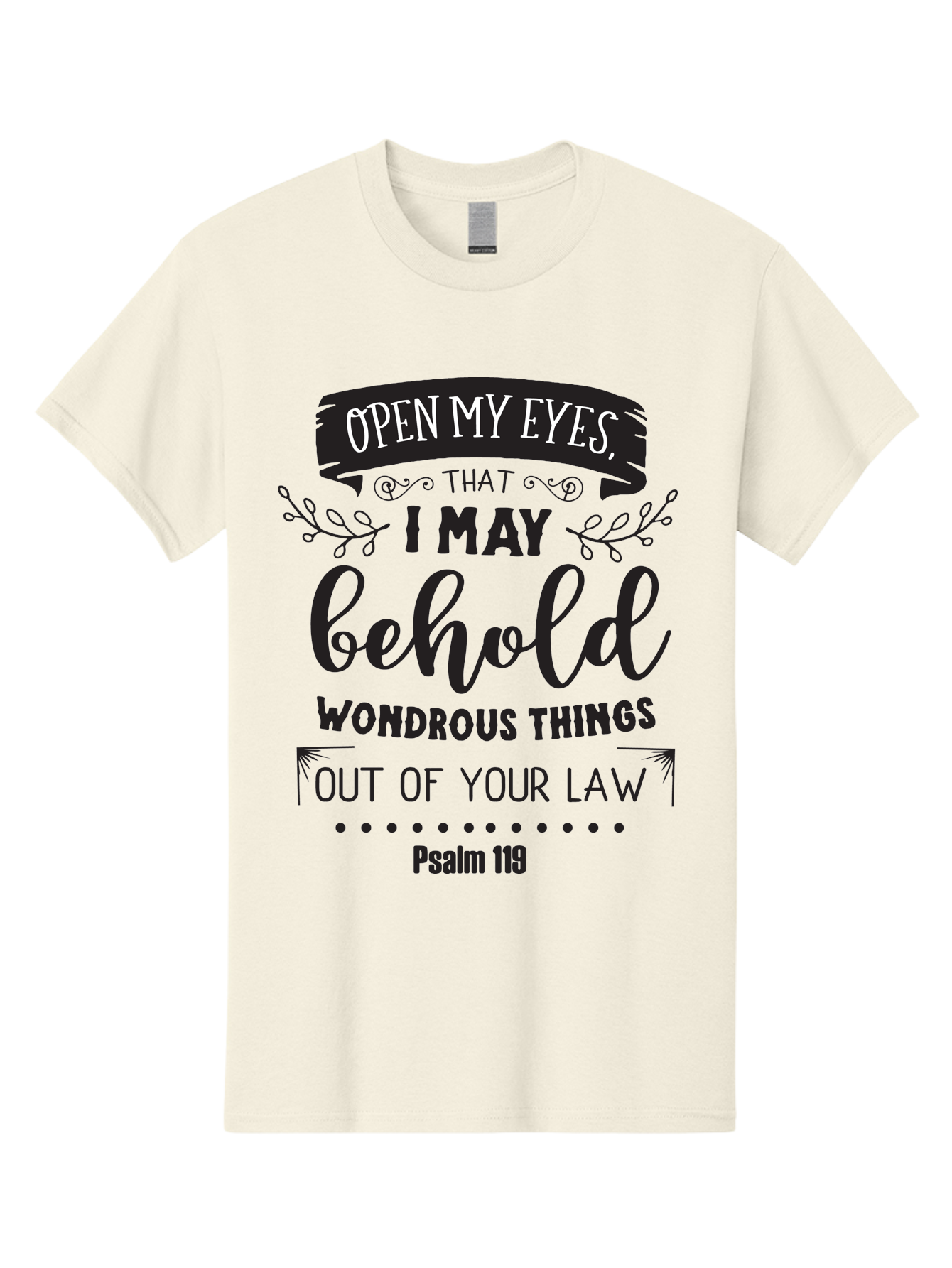 Psalm-119 Men'S Graphic Tee, 100% Cotton, Comfortable Casual Summer Wear, Machine Washable, Inspirational Quote, Psalm 119, Biblical Scripture, Motivational Words, Faith-Based Design, Spiritual Message, Wondrous Things, Divine Guidance, Aad104