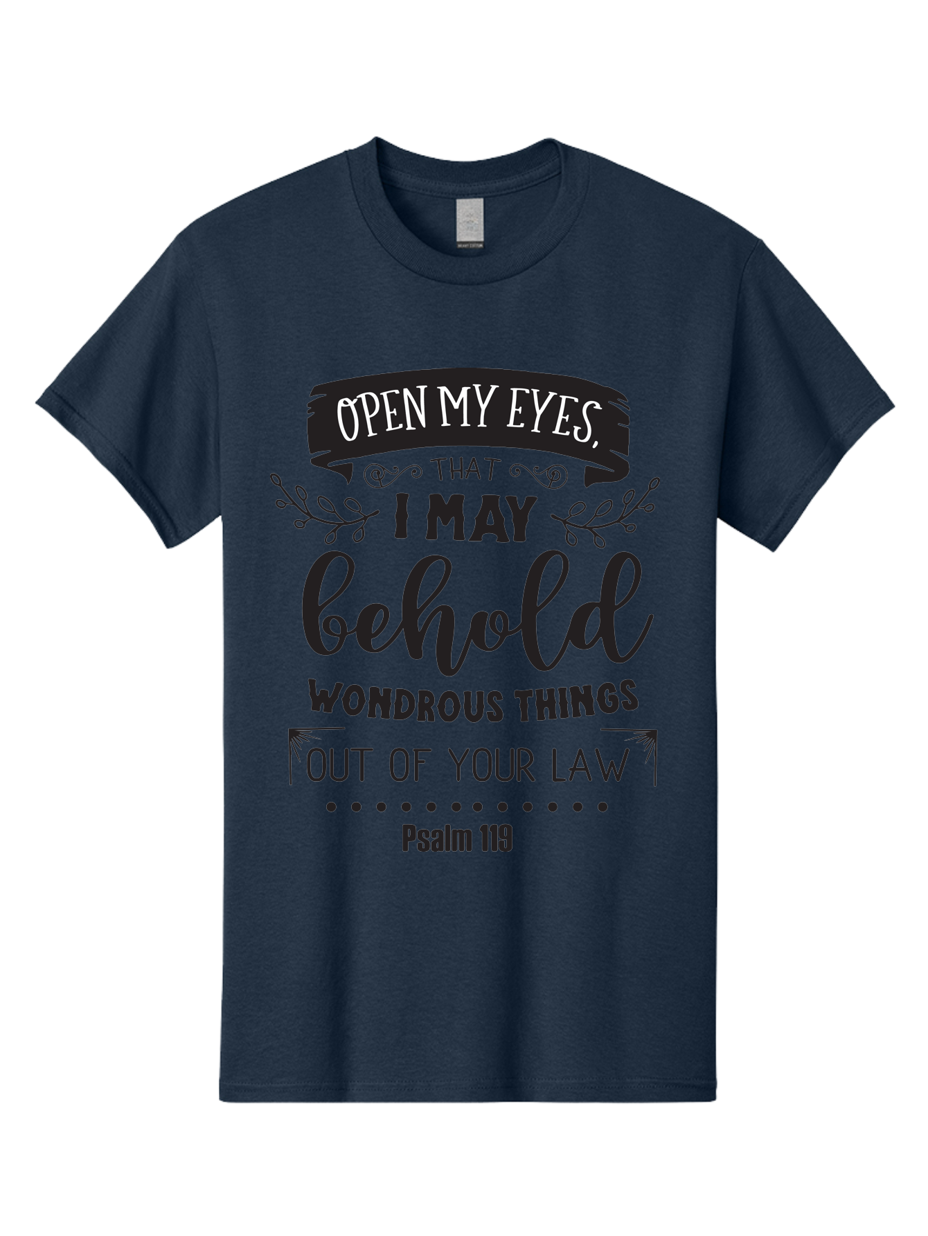 Psalm-119 Men'S Graphic Tee, 100% Cotton, Comfortable Casual Summer Wear, Machine Washable, Inspirational Quote, Psalm 119, Biblical Scripture, Motivational Words, Faith-Based Design, Spiritual Message, Wondrous Things, Divine Guidance, Aad104