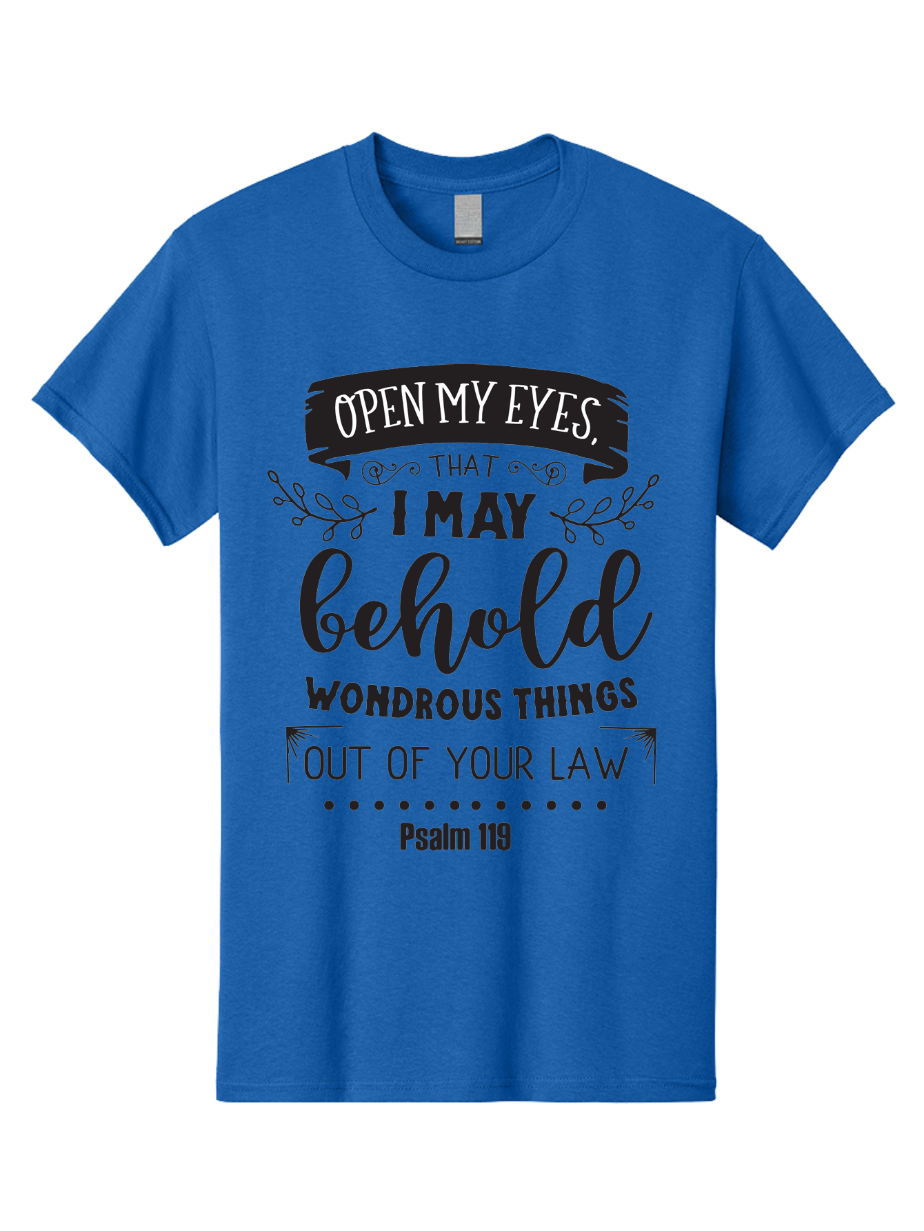 Psalm-119 Men'S Graphic Tee, 100% Cotton, Comfortable Casual Summer Wear, Machine Washable, Inspirational Quote, Psalm 119, Biblical Scripture, Motivational Words, Faith-Based Design, Spiritual Message, Wondrous Things, Divine Guidance, Aad104