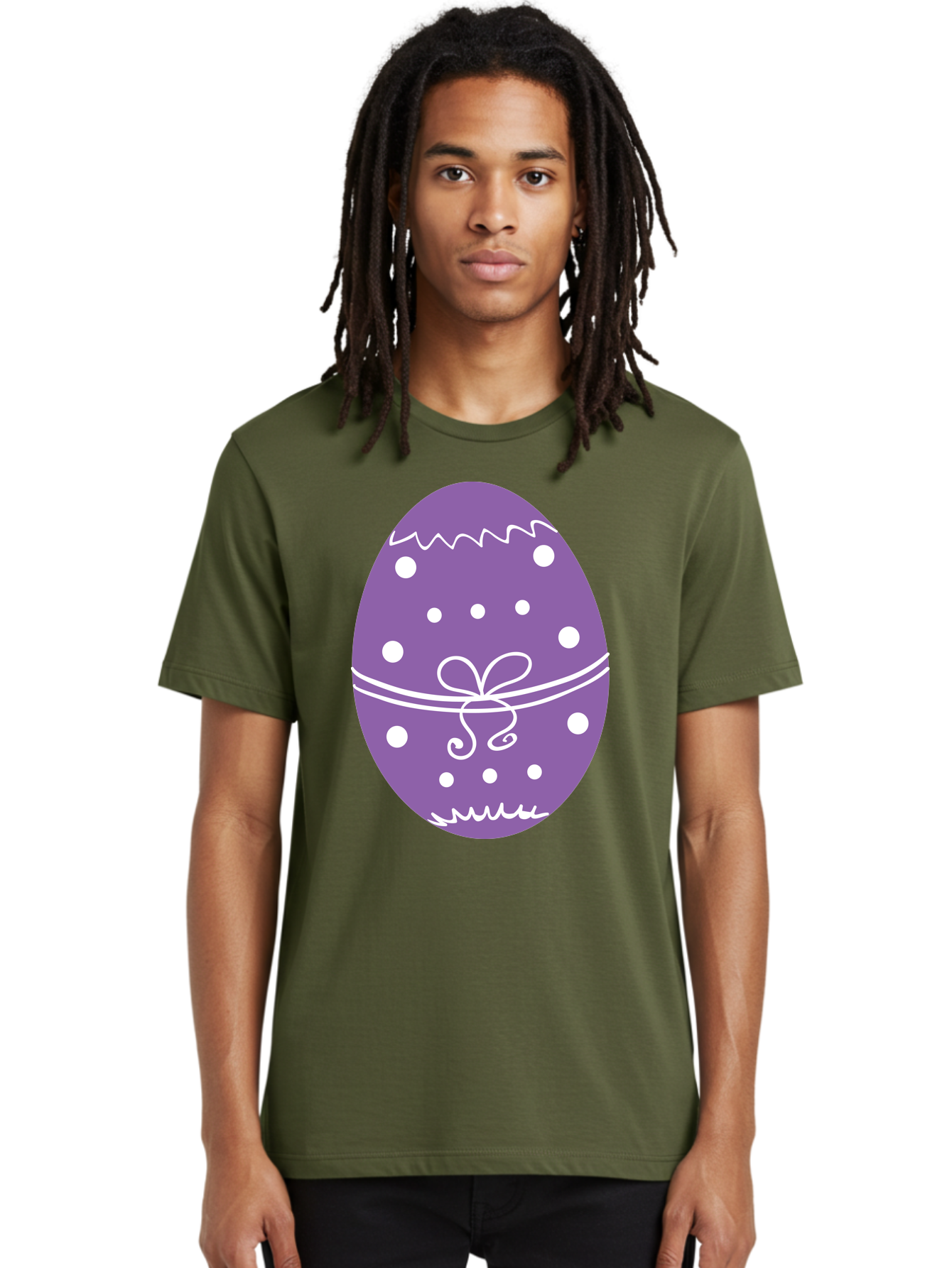 Purple-Easter-Egg Men'S Graphic Tee, 100% Cotton, Comfortable Casual Summer Wear, Machine Washable, Decorated Egg, Easter Egg, Purple Egg, Polka Dot Design, White Accents, Festive Pattern, Spring Decor, Holiday Theme, Egg Decoration Aad109