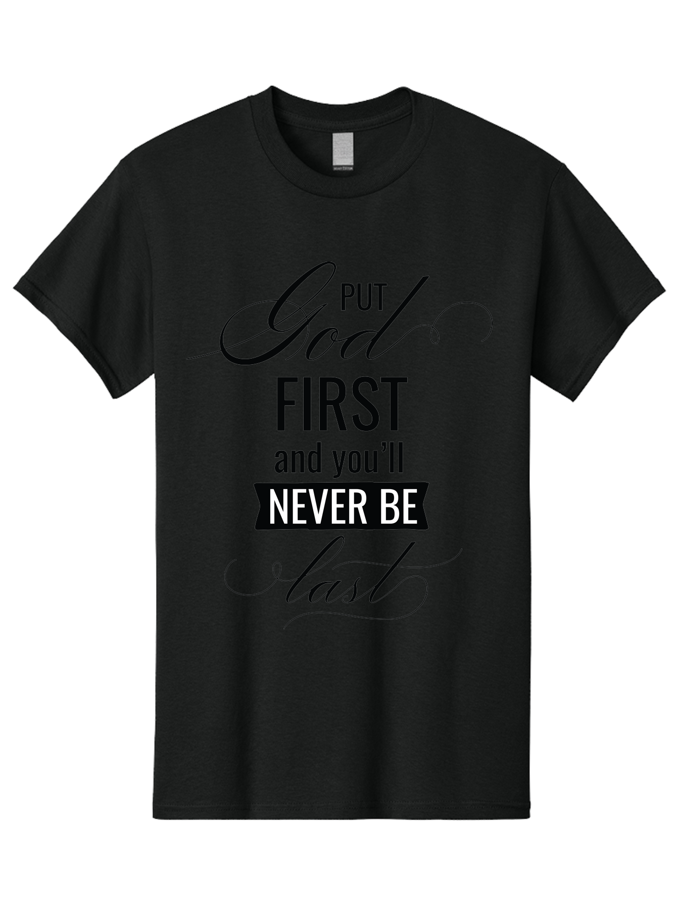 Put-God-First Men'S Graphic Tee, 100% Cotton, Comfortable Casual Summer Wear, Machine Washable, Inspirational Quote, Motivational Words, Faith-Based Message, Put God First, Inspirational Sayings, Motivational Phrases, Spiritual Guidance, Aad110