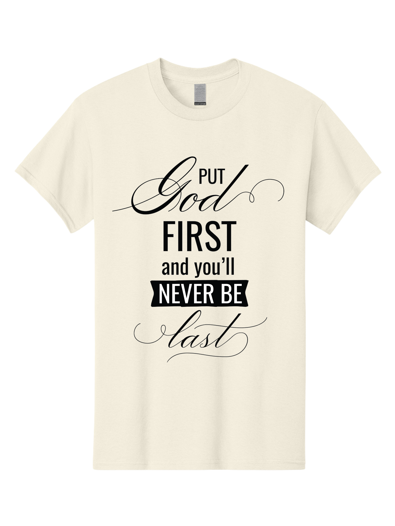 Put-God-First Men'S Graphic Tee, 100% Cotton, Comfortable Casual Summer Wear, Machine Washable, Inspirational Quote, Motivational Words, Faith-Based Message, Put God First, Inspirational Sayings, Motivational Phrases, Spiritual Guidance, Aad110