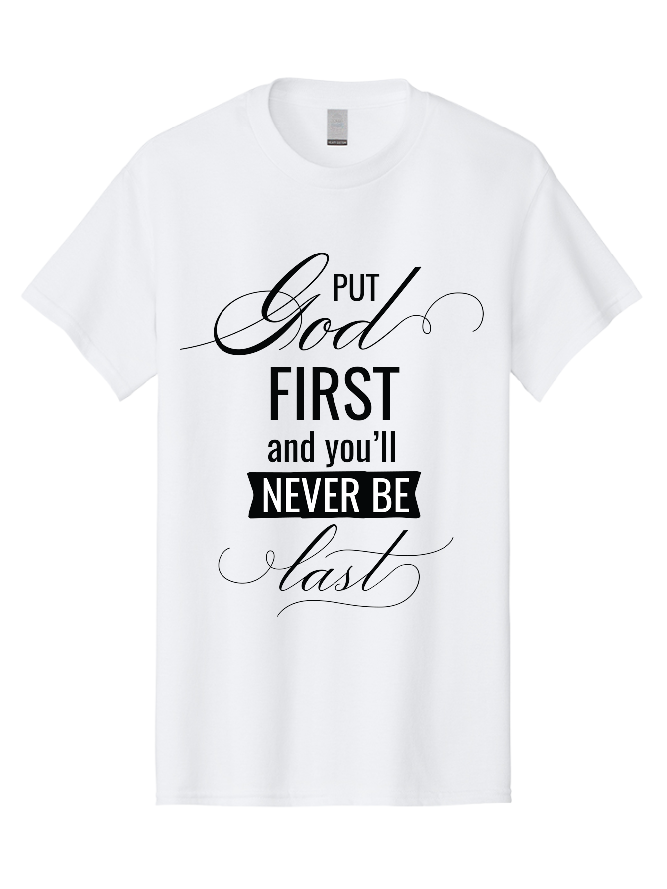 Put-God-First Men'S Graphic Tee, 100% Cotton, Comfortable Casual Summer Wear, Machine Washable, Inspirational Quote, Motivational Words, Faith-Based Message, Put God First, Inspirational Sayings, Motivational Phrases, Spiritual Guidance, Aad110