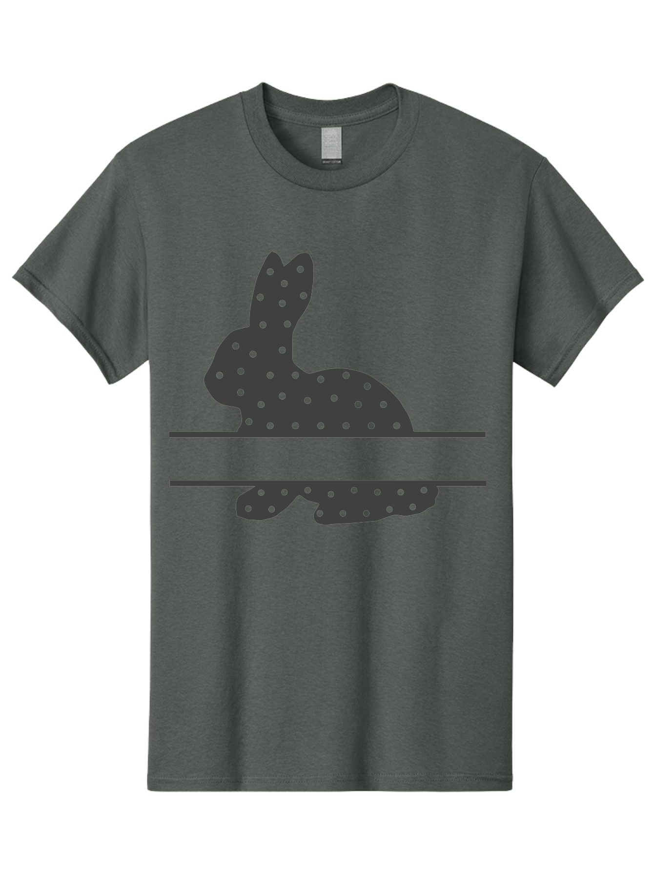 Rabbit-Silhouette-With-Dots Men'S Graphic Tee, 100% Cotton, Comfortable Casual Summer Wear, Machine Washable, Rabbit Silhouette, Black Silhouette, Polka Dot Pattern, Reflection Effect, Mirrored Image, Modern Art, Minimalist Design, Cute Bunny Aad113