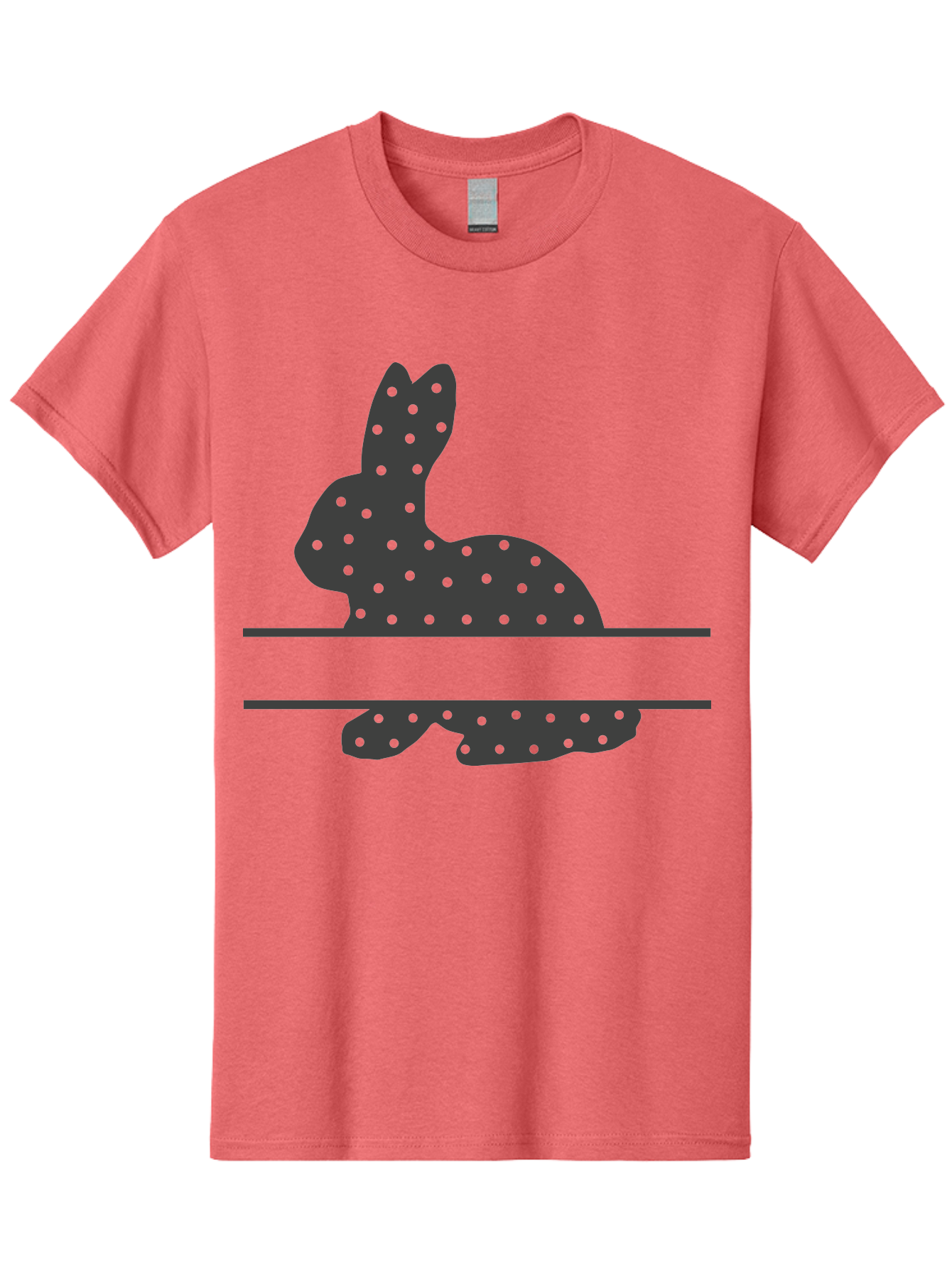 Rabbit-Silhouette-With-Dots Men'S Graphic Tee, 100% Cotton, Comfortable Casual Summer Wear, Machine Washable, Rabbit Silhouette, Black Silhouette, Polka Dot Pattern, Reflection Effect, Mirrored Image, Modern Art, Minimalist Design, Cute Bunny Aad113