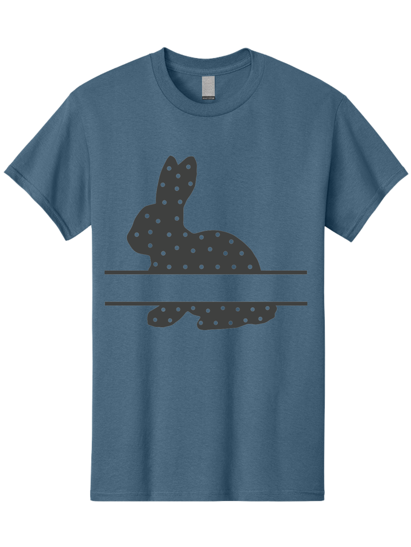 Rabbit-Silhouette-With-Dots Men'S Graphic Tee, 100% Cotton, Comfortable Casual Summer Wear, Machine Washable, Rabbit Silhouette, Black Silhouette, Polka Dot Pattern, Reflection Effect, Mirrored Image, Modern Art, Minimalist Design, Cute Bunny Aad113