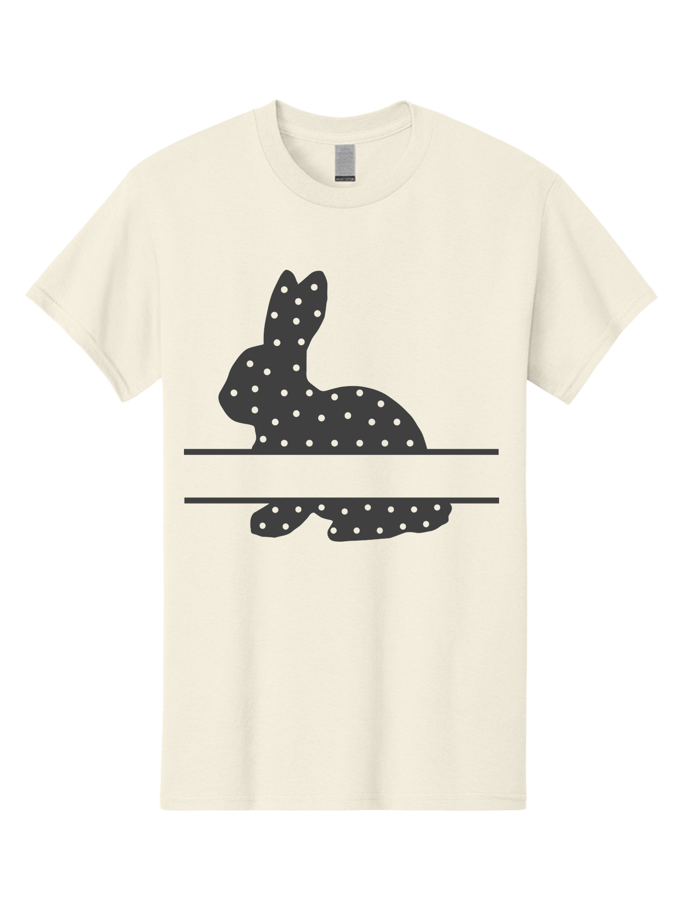 Rabbit-Silhouette-With-Dots Men'S Graphic Tee, 100% Cotton, Comfortable Casual Summer Wear, Machine Washable, Rabbit Silhouette, Black Silhouette, Polka Dot Pattern, Reflection Effect, Mirrored Image, Modern Art, Minimalist Design, Cute Bunny Aad113