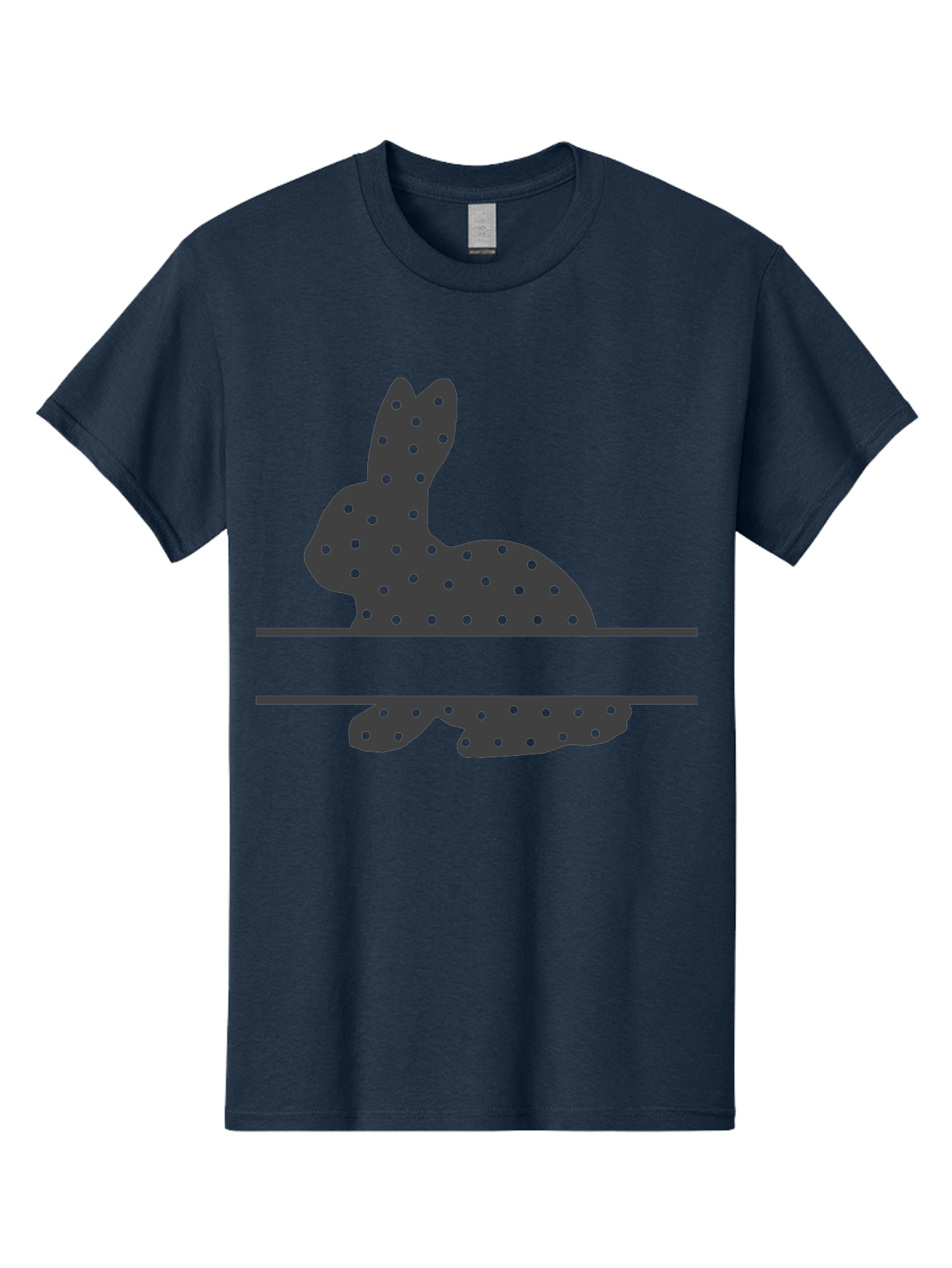 Rabbit-Silhouette-With-Dots Men'S Graphic Tee, 100% Cotton, Comfortable Casual Summer Wear, Machine Washable, Rabbit Silhouette, Black Silhouette, Polka Dot Pattern, Reflection Effect, Mirrored Image, Modern Art, Minimalist Design, Cute Bunny Aad113