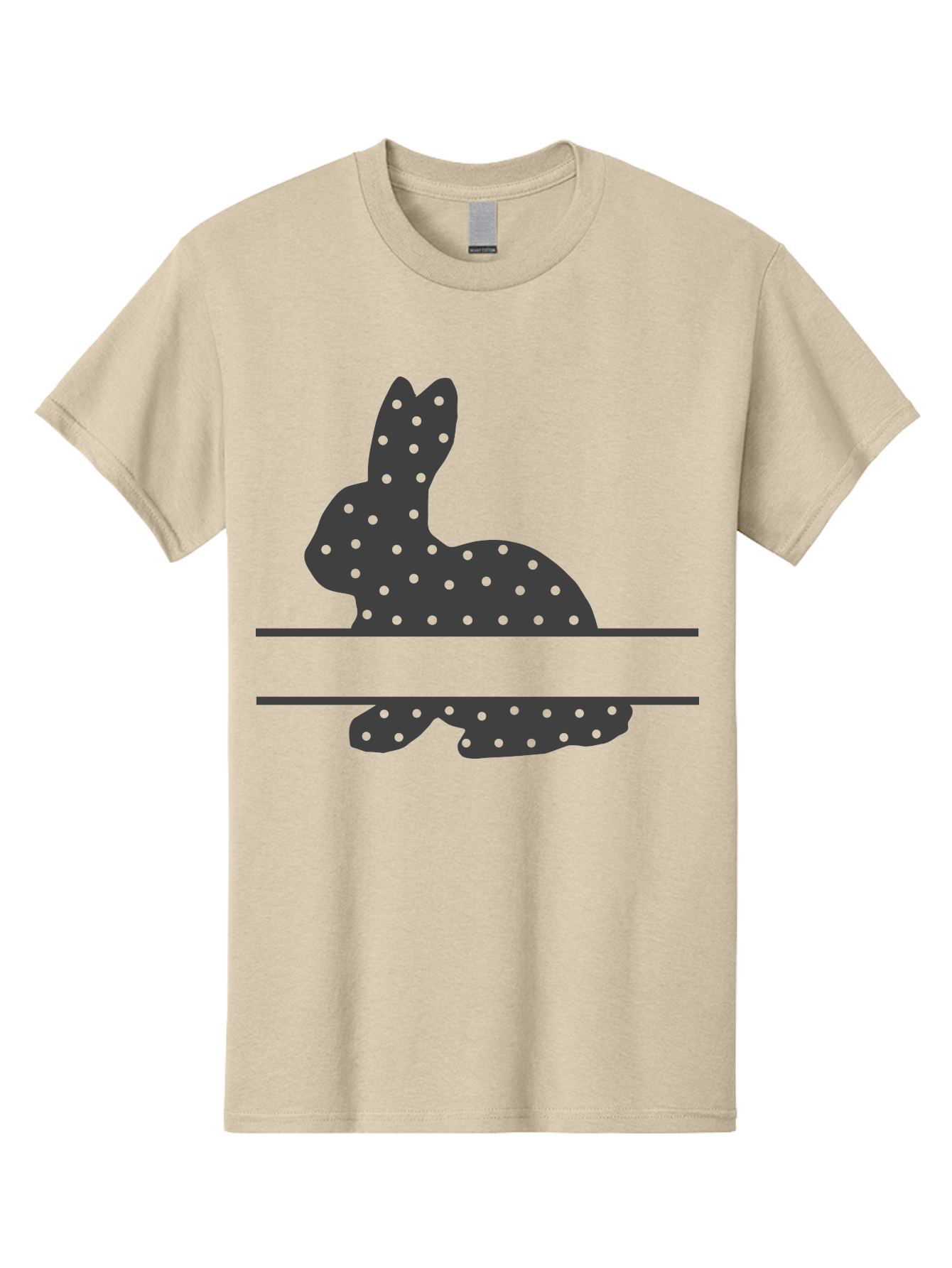 Rabbit-Silhouette-With-Dots Men'S Graphic Tee, 100% Cotton, Comfortable Casual Summer Wear, Machine Washable, Rabbit Silhouette, Black Silhouette, Polka Dot Pattern, Reflection Effect, Mirrored Image, Modern Art, Minimalist Design, Cute Bunny Aad113