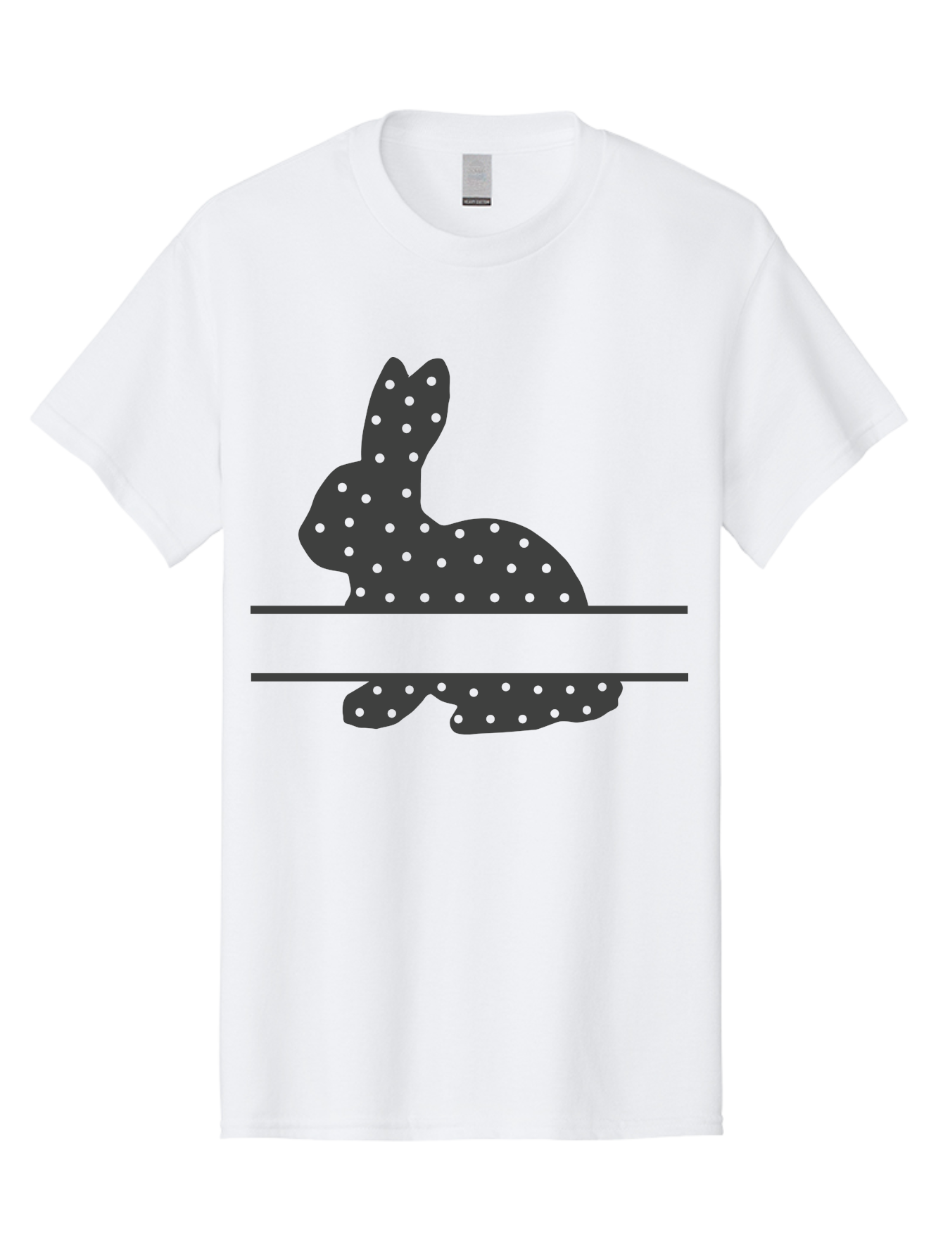 Rabbit-Silhouette-With-Dots Men'S Graphic Tee, 100% Cotton, Comfortable Casual Summer Wear, Machine Washable, Rabbit Silhouette, Black Silhouette, Polka Dot Pattern, Reflection Effect, Mirrored Image, Modern Art, Minimalist Design, Cute Bunny Aad113