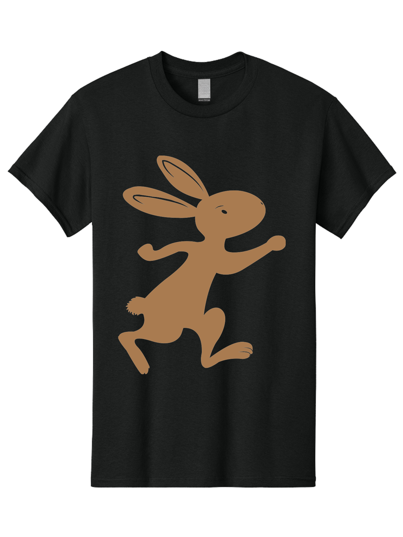 Rabbit Men'S Graphic Tee, 100% Cotton, Comfortable Casual Summer Wear, Machine Washable, Cartoon Rabbit, Jumping Rabbit, Brown Rabbit, Playful Pose, Cute Illustration, Simple Design, Whimsical Art, Cartoon Character, Funny Rabbit Aad115