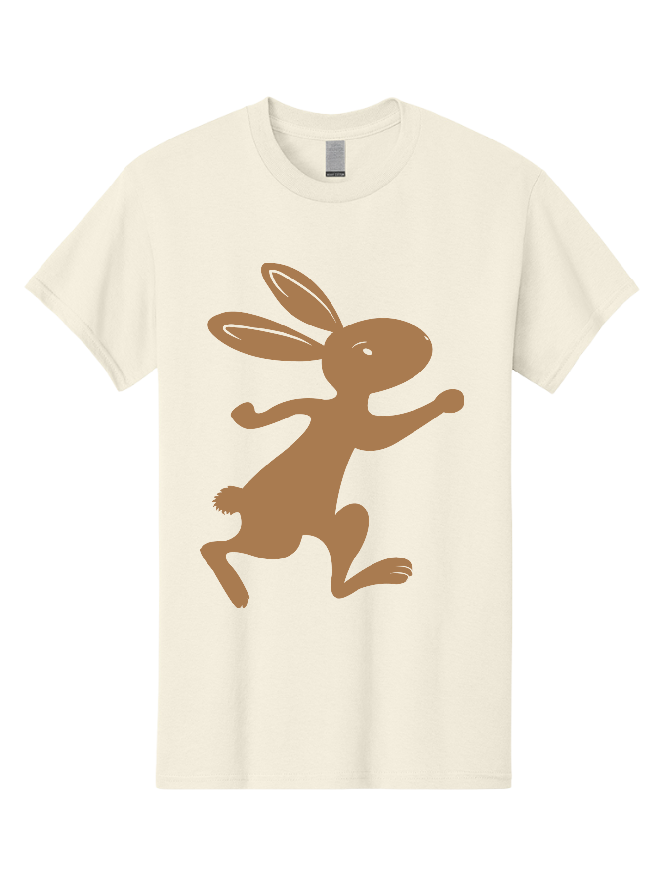 Rabbit Men'S Graphic Tee, 100% Cotton, Comfortable Casual Summer Wear, Machine Washable, Cartoon Rabbit, Jumping Rabbit, Brown Rabbit, Playful Pose, Cute Illustration, Simple Design, Whimsical Art, Cartoon Character, Funny Rabbit Aad115