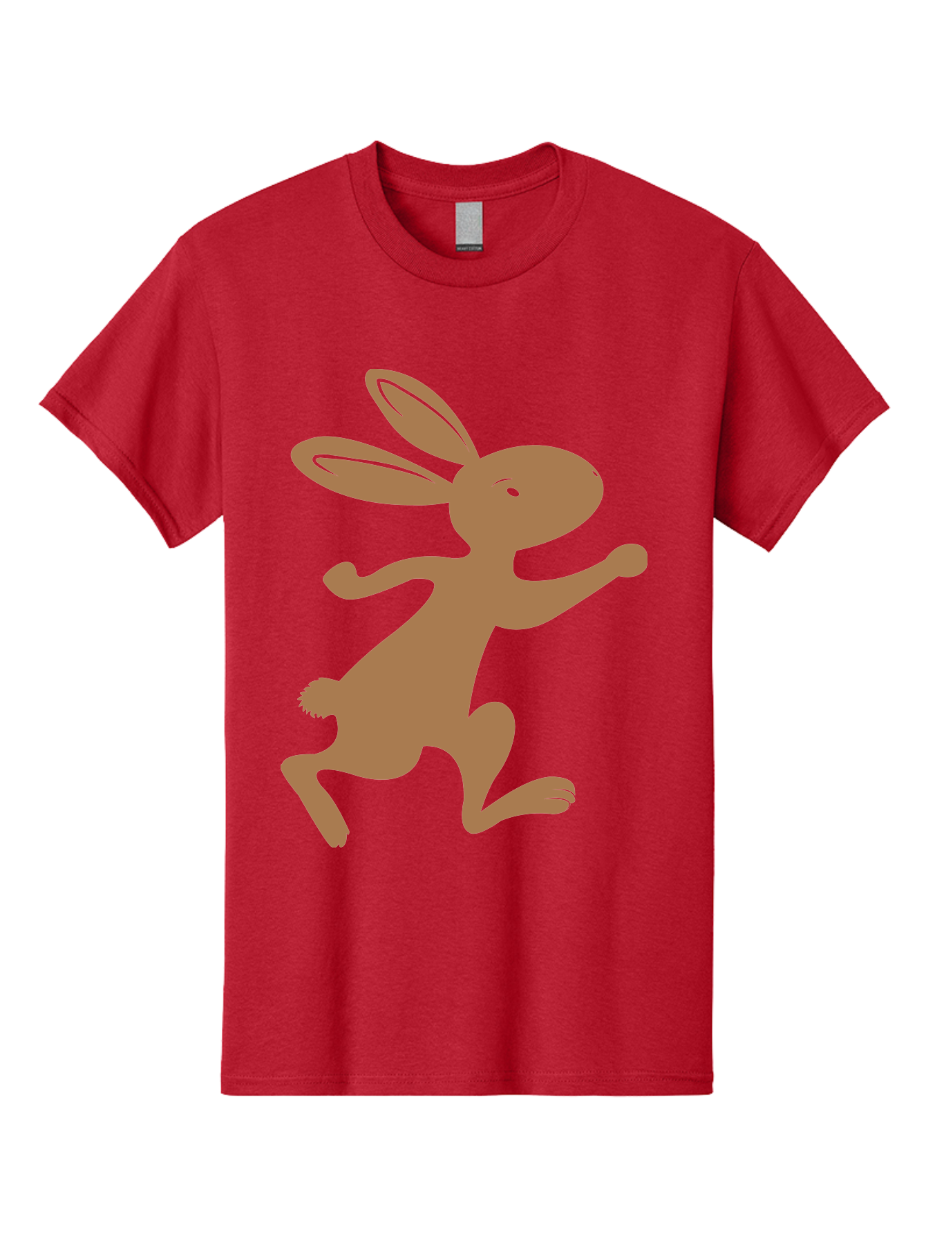 Rabbit Men'S Graphic Tee, 100% Cotton, Comfortable Casual Summer Wear, Machine Washable, Cartoon Rabbit, Jumping Rabbit, Brown Rabbit, Playful Pose, Cute Illustration, Simple Design, Whimsical Art, Cartoon Character, Funny Rabbit Aad115