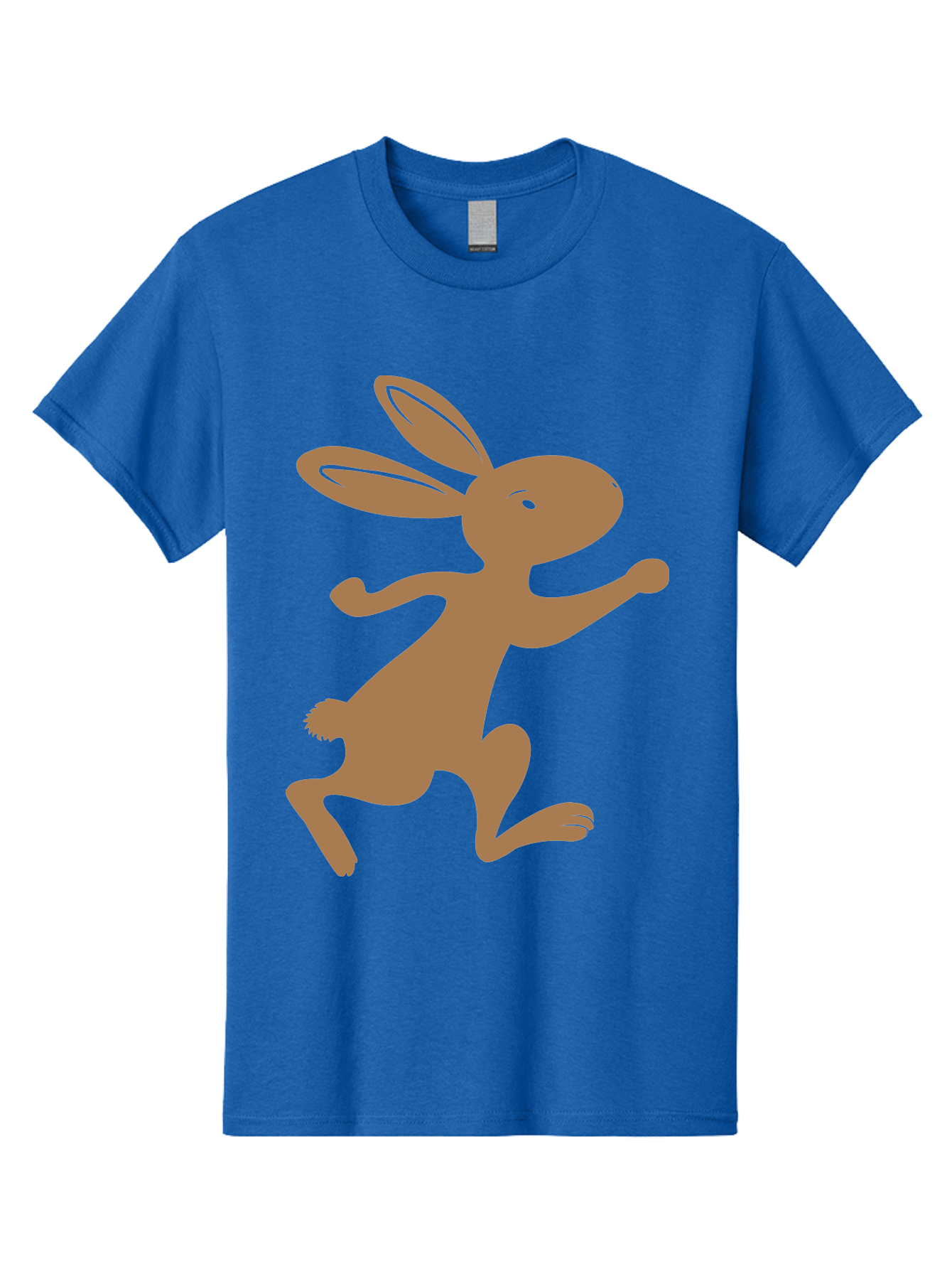 Rabbit Men'S Graphic Tee, 100% Cotton, Comfortable Casual Summer Wear, Machine Washable, Cartoon Rabbit, Jumping Rabbit, Brown Rabbit, Playful Pose, Cute Illustration, Simple Design, Whimsical Art, Cartoon Character, Funny Rabbit Aad115