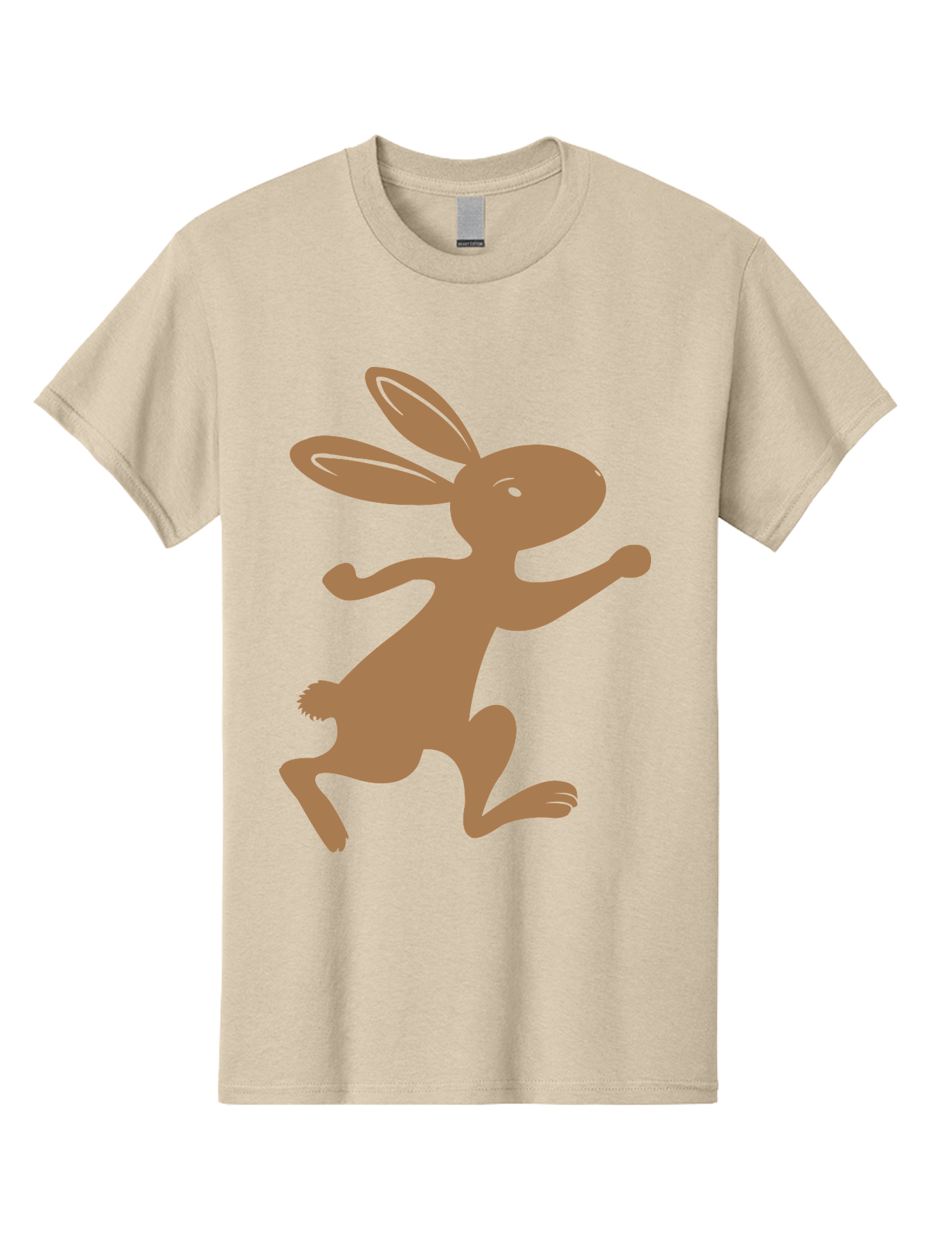 Rabbit Men'S Graphic Tee, 100% Cotton, Comfortable Casual Summer Wear, Machine Washable, Cartoon Rabbit, Jumping Rabbit, Brown Rabbit, Playful Pose, Cute Illustration, Simple Design, Whimsical Art, Cartoon Character, Funny Rabbit Aad115