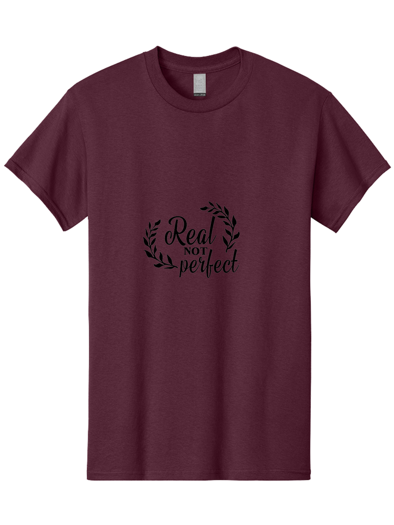 Real-Not-Perfect Men'S Graphic Tee, 100% Cotton, Comfortable Casual Summer Wear, Machine Washable, Motivational Quotes, Inspirational Sayings, Positive Affirmations, Self-Acceptance, Self-Love, Body Positivity, Empowerment, Laurel Wreath, Aad118