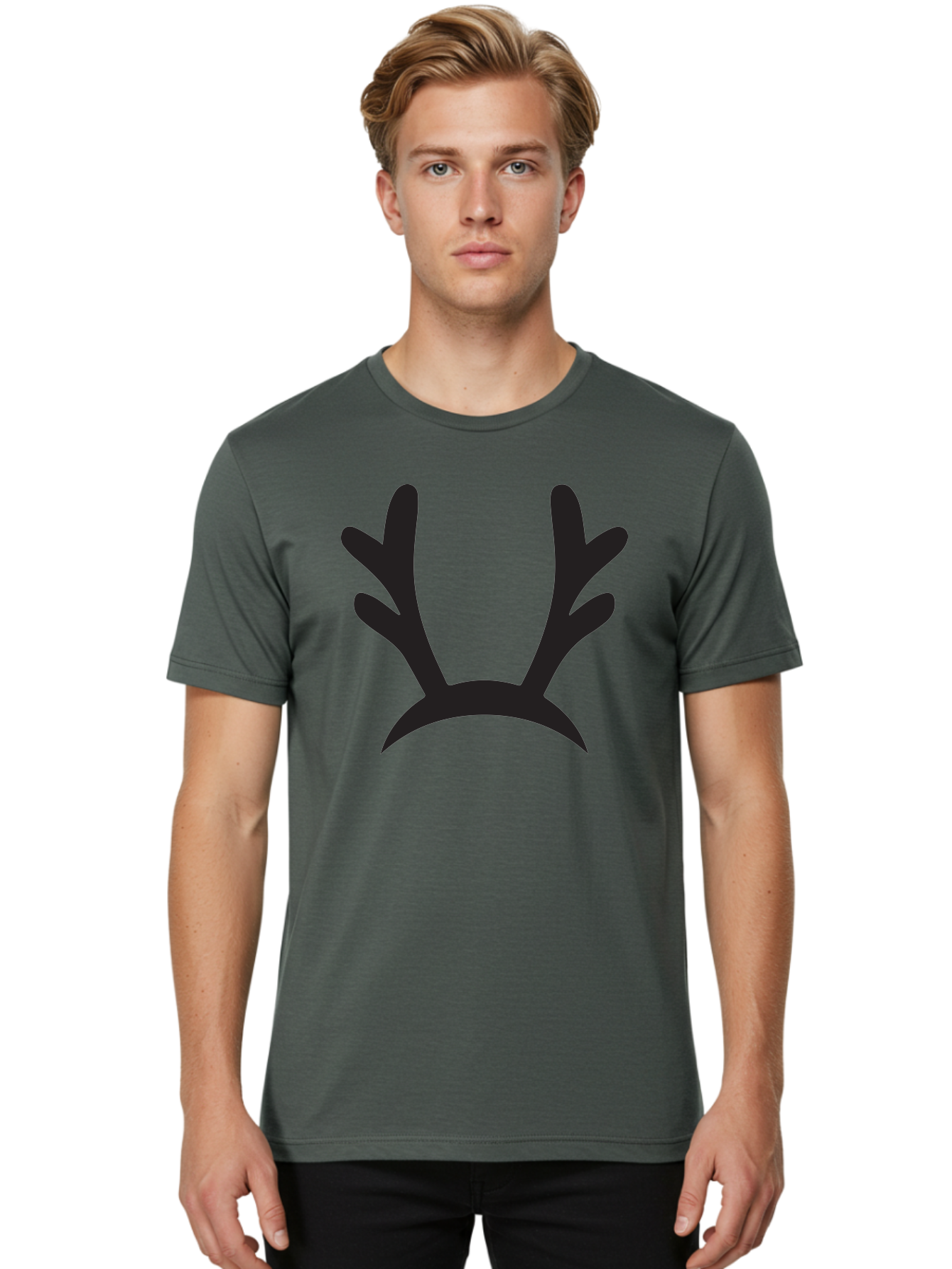 Reindeer-Antlers Men'S Graphic Tee, 100% Cotton, Comfortable Casual Summer Wear, Machine Washable, Reindeer Antlers, Festive Accessories, Holiday Decorations, Christmas Attire, Party Props, Novelty Headbands, Antler Headband Aad121