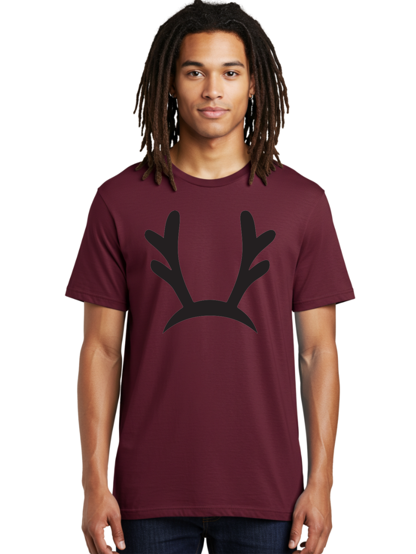 Reindeer-Antlers Men'S Graphic Tee, 100% Cotton, Comfortable Casual Summer Wear, Machine Washable, Reindeer Antlers, Festive Accessories, Holiday Decorations, Christmas Attire, Party Props, Novelty Headbands, Antler Headband Aad121