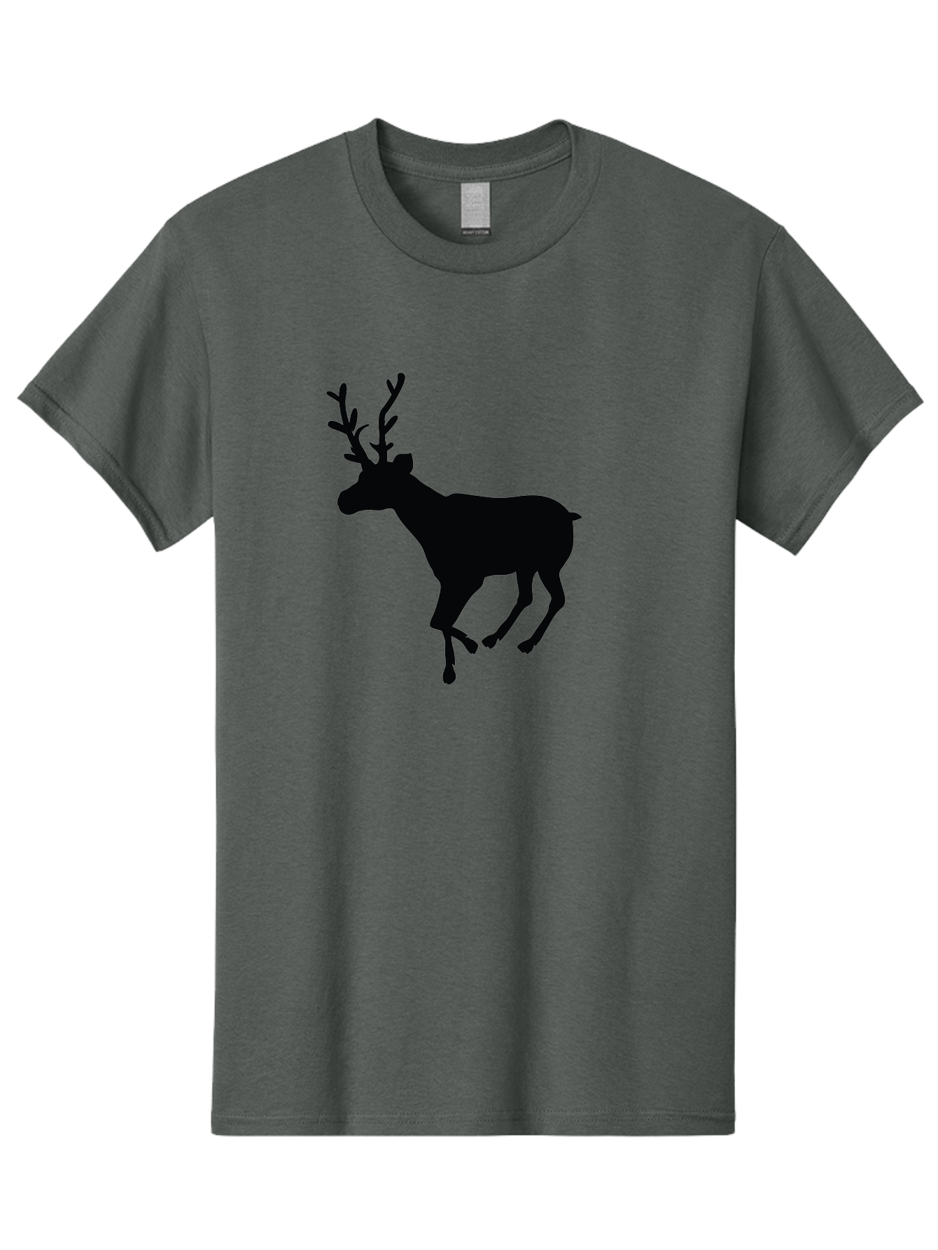 Reindeer-Silhouette Men'S Graphic Tee, 100% Cotton, Comfortable Casual Summer Wear, Machine Washable, Reindeer Silhouette, Deer Running, Antlered Animal, Wildlife Graphic, Festive Design, Winter Symbol, Holiday Icon, Minimalist Art Aad123
