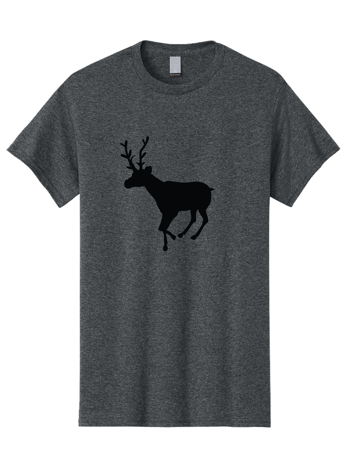 Reindeer-Silhouette Men'S Graphic Tee, 100% Cotton, Comfortable Casual Summer Wear, Machine Washable, Reindeer Silhouette, Deer Running, Antlered Animal, Wildlife Graphic, Festive Design, Winter Symbol, Holiday Icon, Minimalist Art Aad123