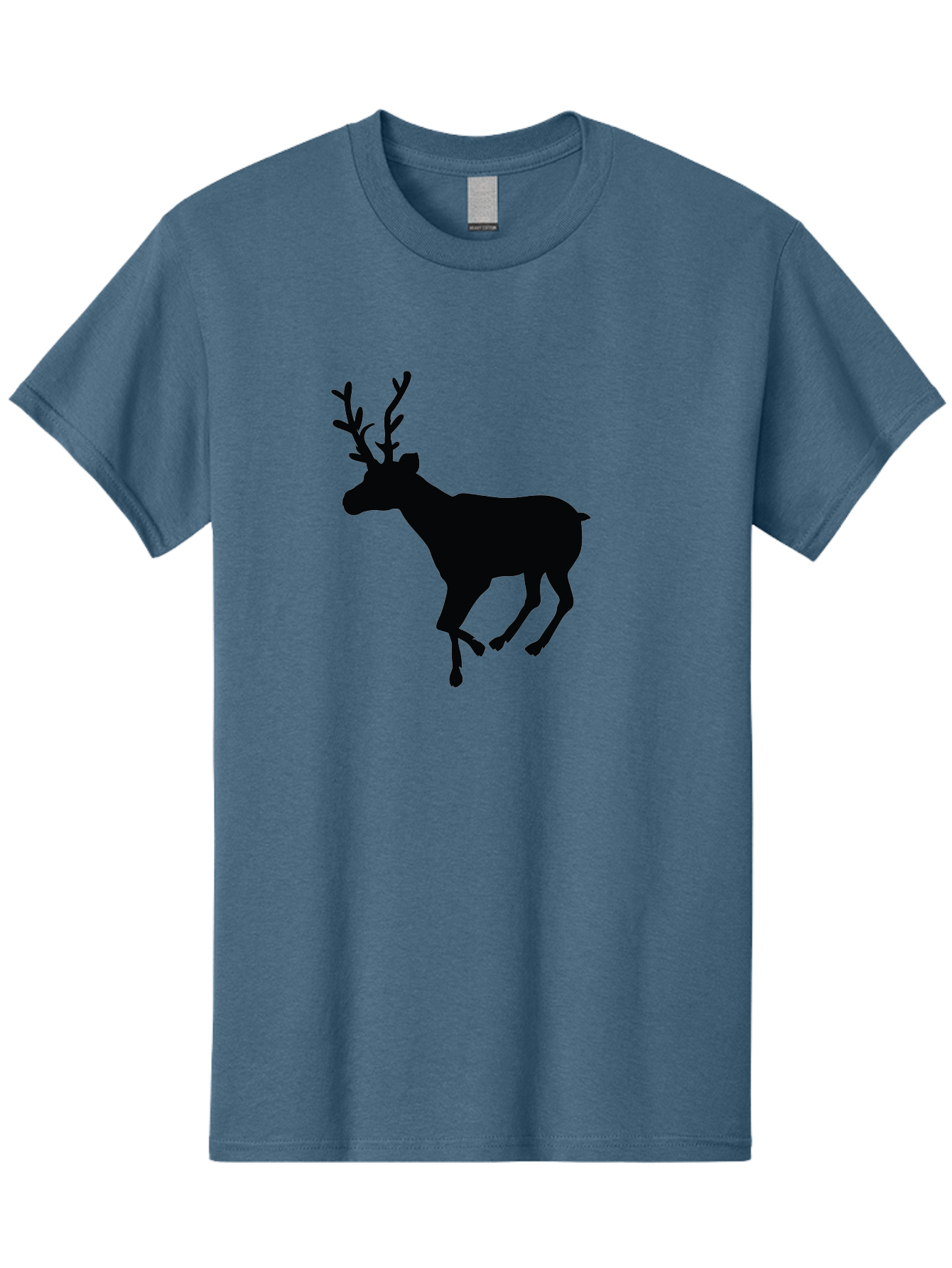 Reindeer-Silhouette Men'S Graphic Tee, 100% Cotton, Comfortable Casual Summer Wear, Machine Washable, Reindeer Silhouette, Deer Running, Antlered Animal, Wildlife Graphic, Festive Design, Winter Symbol, Holiday Icon, Minimalist Art Aad123