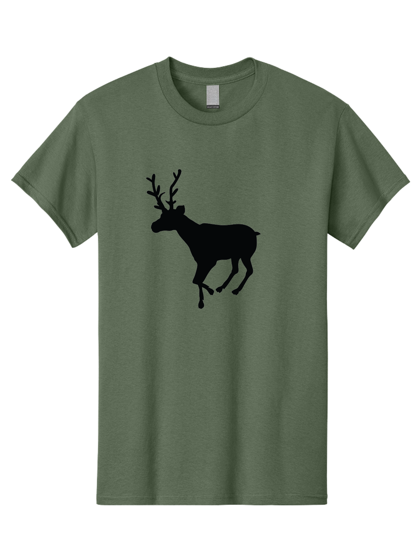 Reindeer-Silhouette Men'S Graphic Tee, 100% Cotton, Comfortable Casual Summer Wear, Machine Washable, Reindeer Silhouette, Deer Running, Antlered Animal, Wildlife Graphic, Festive Design, Winter Symbol, Holiday Icon, Minimalist Art Aad123