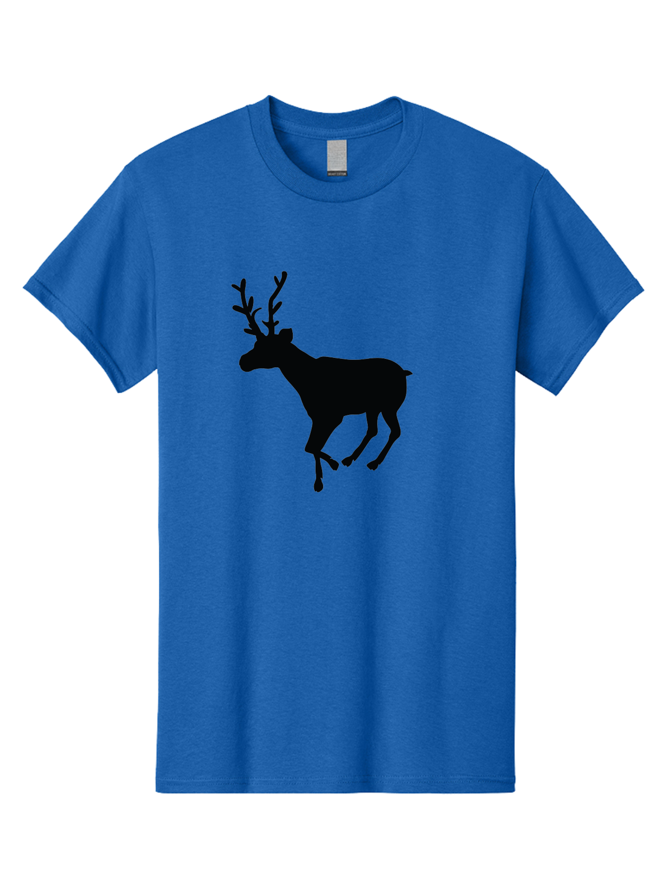 Reindeer-Silhouette Men'S Graphic Tee, 100% Cotton, Comfortable Casual Summer Wear, Machine Washable, Reindeer Silhouette, Deer Running, Antlered Animal, Wildlife Graphic, Festive Design, Winter Symbol, Holiday Icon, Minimalist Art Aad123