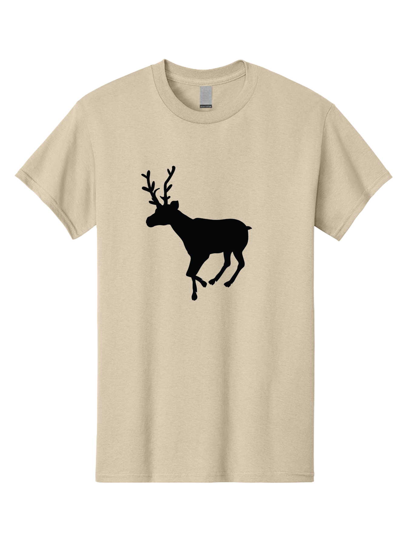 Reindeer-Silhouette Men'S Graphic Tee, 100% Cotton, Comfortable Casual Summer Wear, Machine Washable, Reindeer Silhouette, Deer Running, Antlered Animal, Wildlife Graphic, Festive Design, Winter Symbol, Holiday Icon, Minimalist Art Aad123