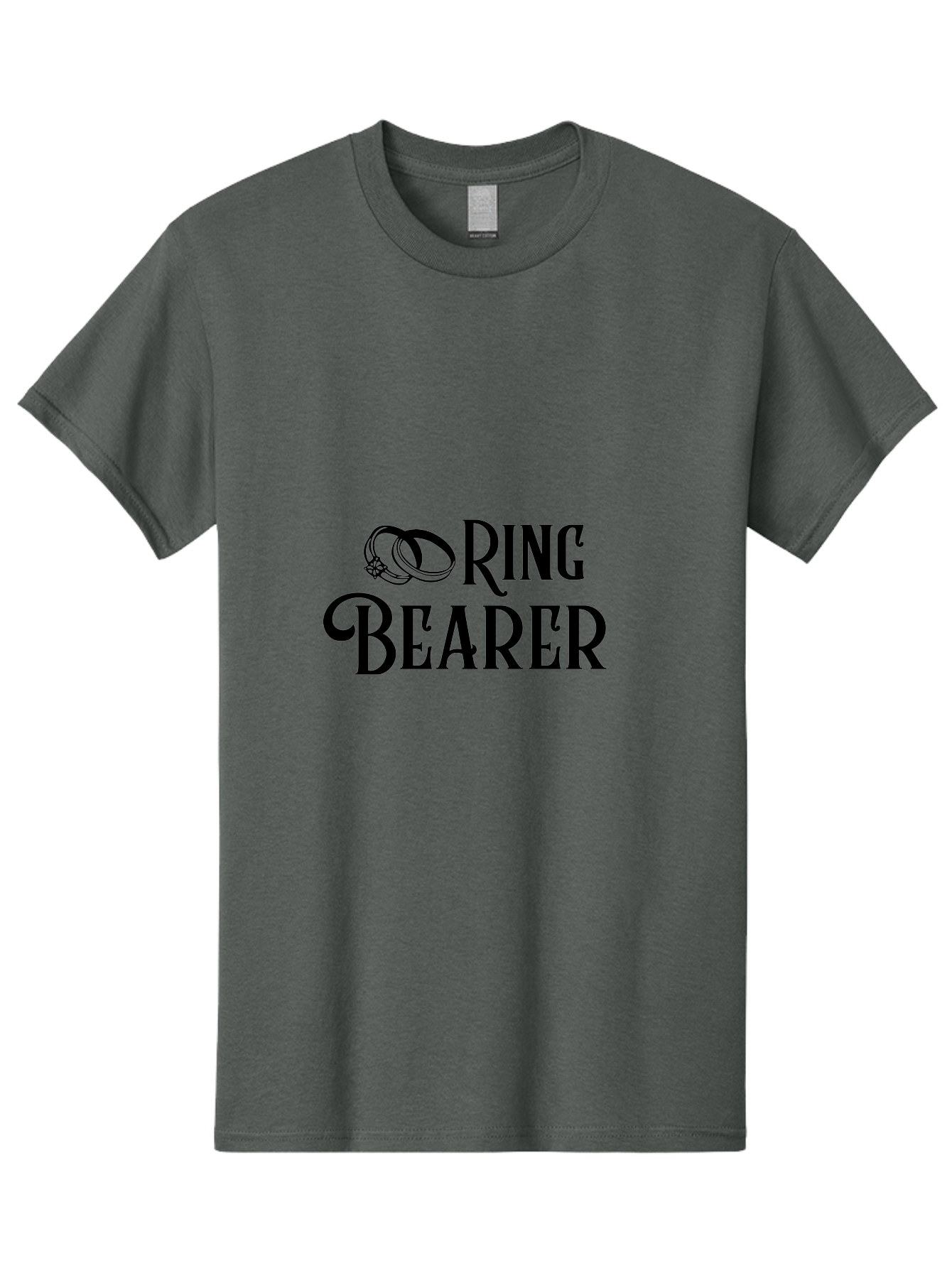 Ring-Bearer Men'S Graphic Tee, 100% Cotton, Comfortable Casual Summer Wear, Machine Washable, Lord Of The Rings Inspired Logo, Ring Bearer Text, Fantasy Font, Ornate Ring Design, Black Lettering, Elegant Typography, Wedding Signage, Aad126