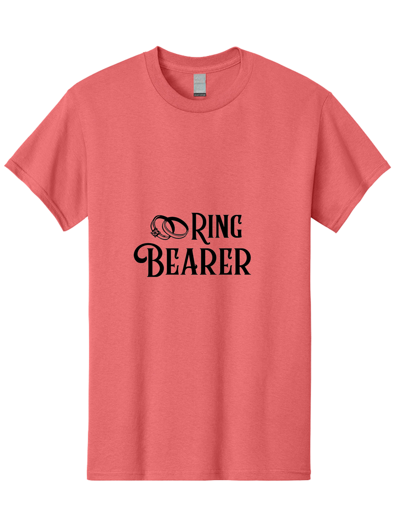 Ring-Bearer Men'S Graphic Tee, 100% Cotton, Comfortable Casual Summer Wear, Machine Washable, Lord Of The Rings Inspired Logo, Ring Bearer Text, Fantasy Font, Ornate Ring Design, Black Lettering, Elegant Typography, Wedding Signage, Aad126