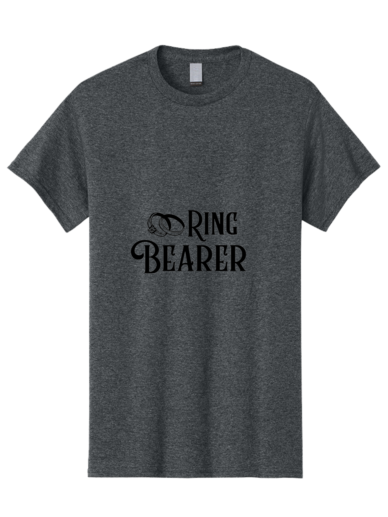 Ring-Bearer Men'S Graphic Tee, 100% Cotton, Comfortable Casual Summer Wear, Machine Washable, Lord Of The Rings Inspired Logo, Ring Bearer Text, Fantasy Font, Ornate Ring Design, Black Lettering, Elegant Typography, Wedding Signage, Aad126