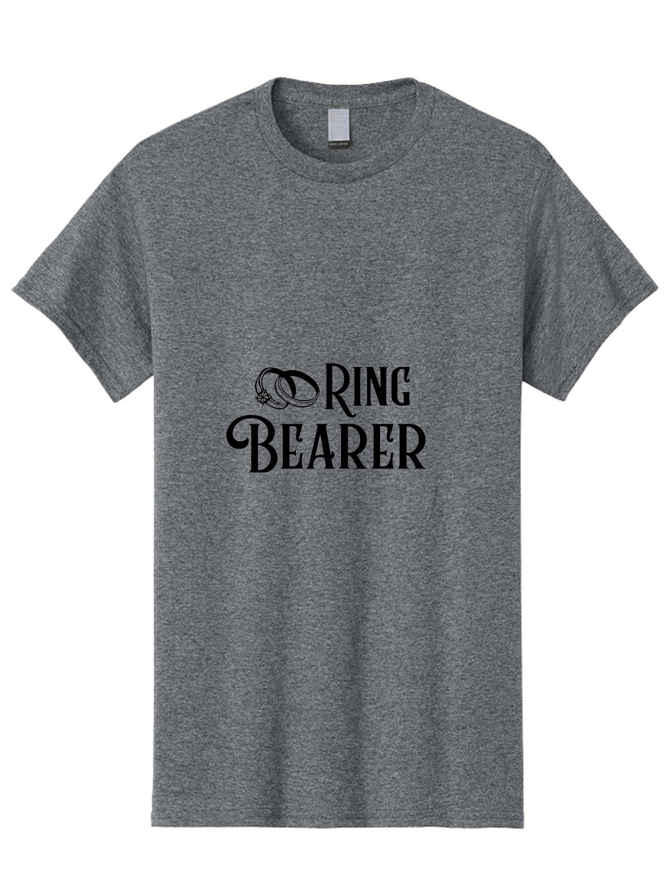 Ring-Bearer Men'S Graphic Tee, 100% Cotton, Comfortable Casual Summer Wear, Machine Washable, Lord Of The Rings Inspired Logo, Ring Bearer Text, Fantasy Font, Ornate Ring Design, Black Lettering, Elegant Typography, Wedding Signage, Aad126