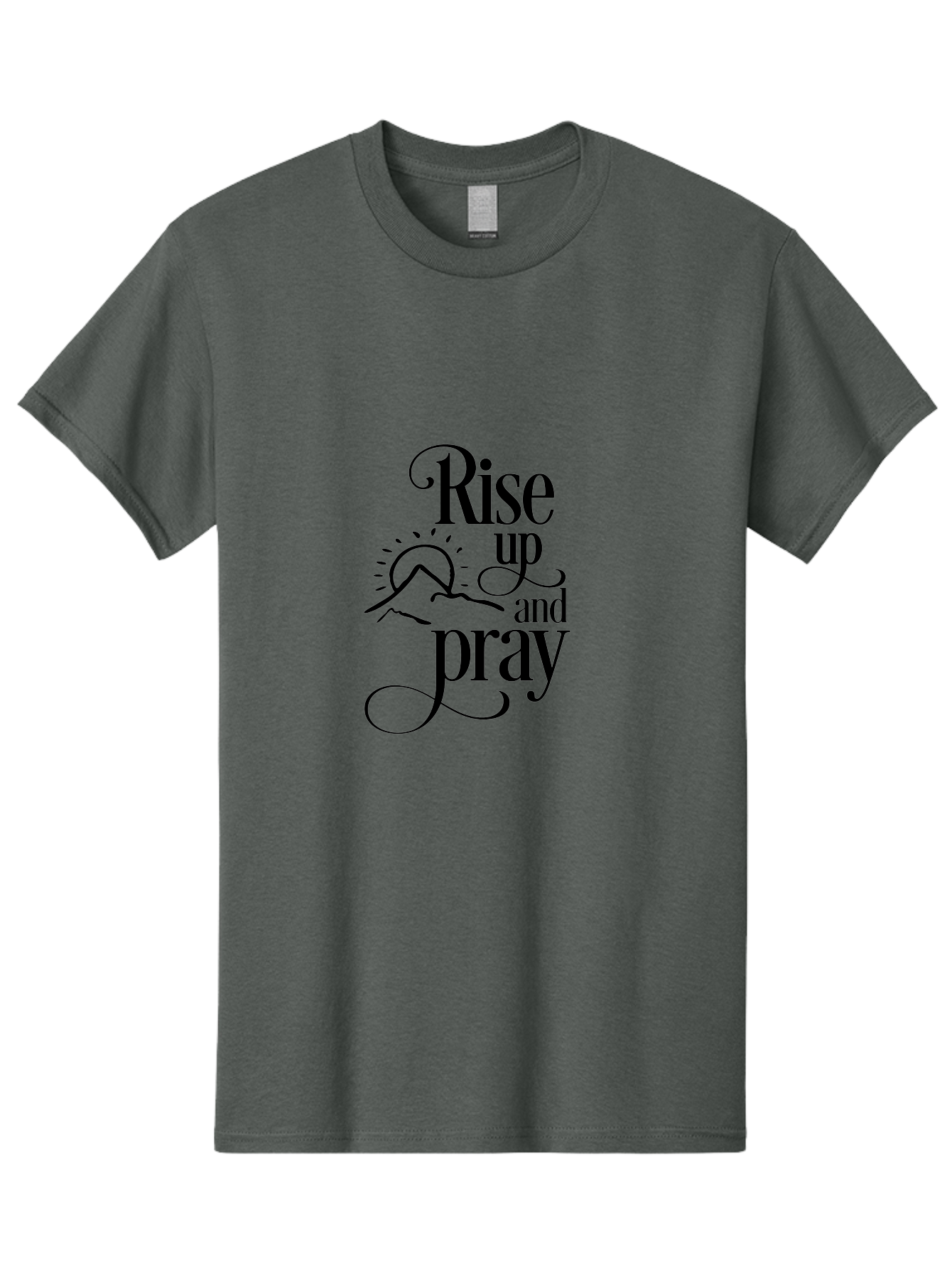 Rise-Up-And-Pray Men'S Graphic Tee, 100% Cotton, Comfortable Casual Summer Wear, Machine Washable, Inspirational Quote, Motivational Phrase, Rise Up And Pray, Morning Prayer, Sunrise, Mountains, Faith, Spirituality Aad130