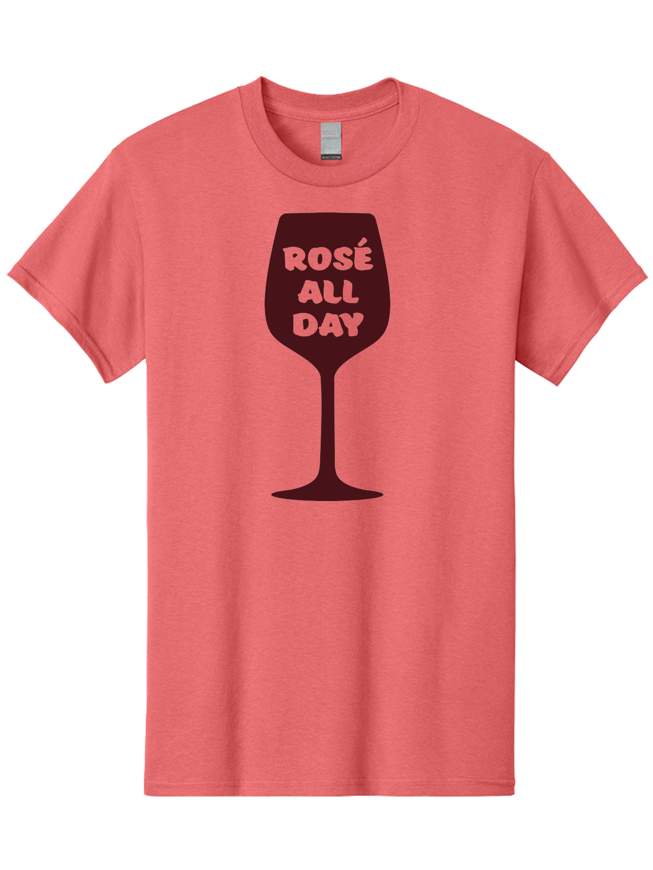 Rose-All-Day Men'S Graphic Tee, 100% Cotton, Comfortable Casual Summer Wear, Machine Washable, Wine Glass, Rose Wine, Rosé All Day, Wine Lover, Relaxed Atmosphere, Casual Drinking, Fun Phrase, Wine Culture Aad131