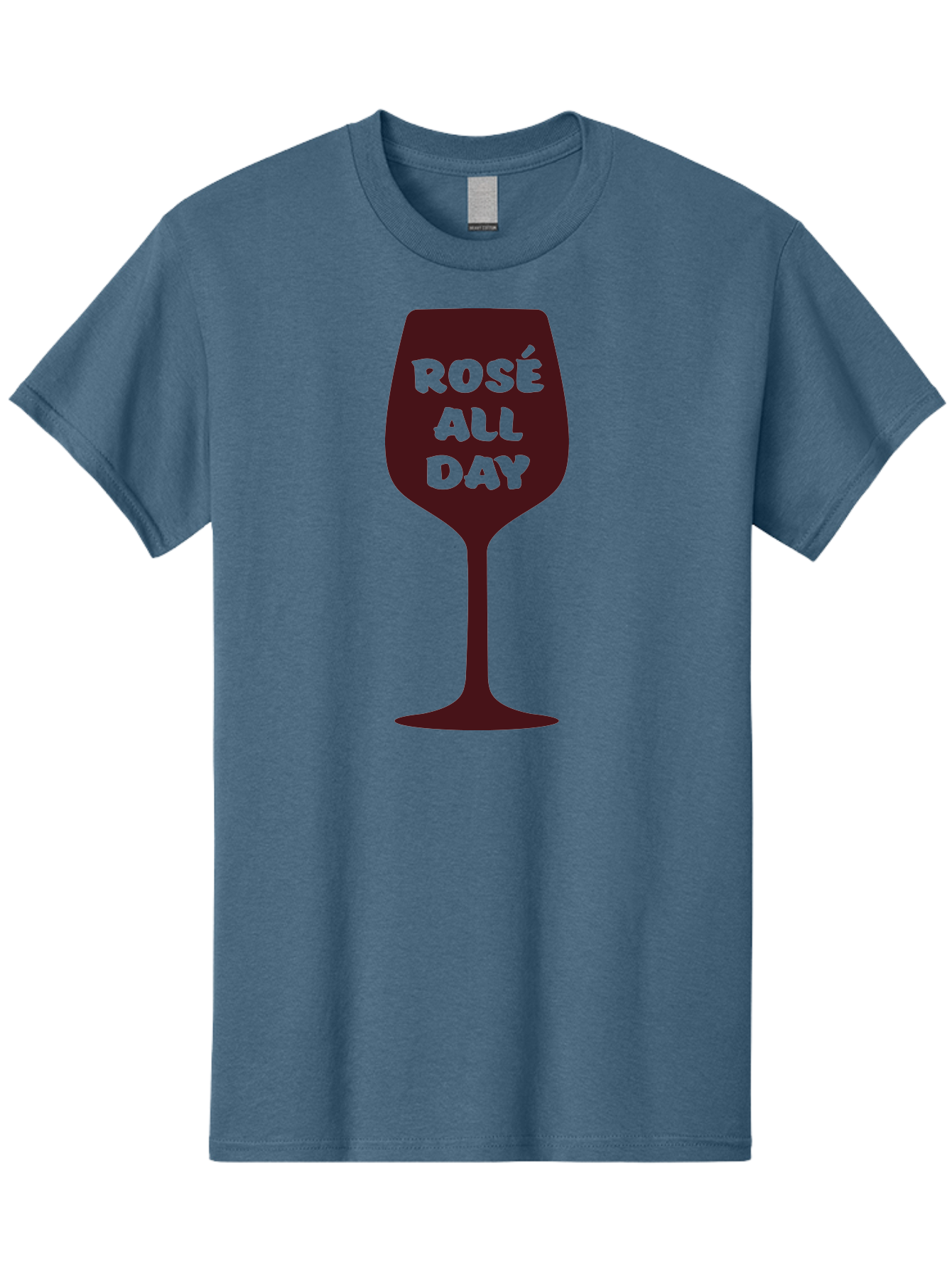 Rose-All-Day Men'S Graphic Tee, 100% Cotton, Comfortable Casual Summer Wear, Machine Washable, Wine Glass, Rose Wine, Rosé All Day, Wine Lover, Relaxed Atmosphere, Casual Drinking, Fun Phrase, Wine Culture Aad131
