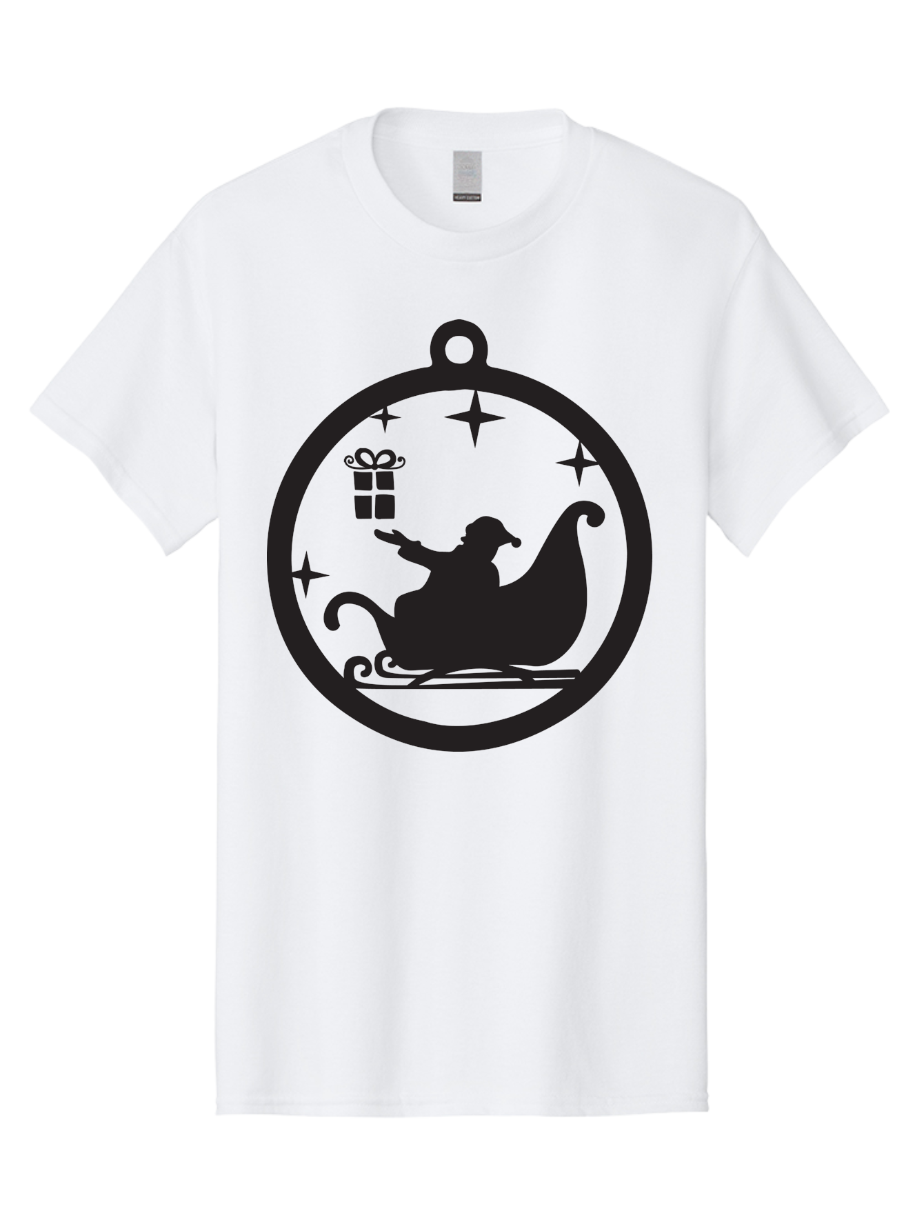 Santa-Sleigh-Ornament-1 Men'S Graphic Tee, 100% Cotton, Comfortable Casual Summer Wear, Machine Washable, Santa Claus, Christmas Gift, Sleigh Ride, Festive Holiday, Winter Wonderland, Gift Giving, Christmas Magic, Holiday Cheer Aad137